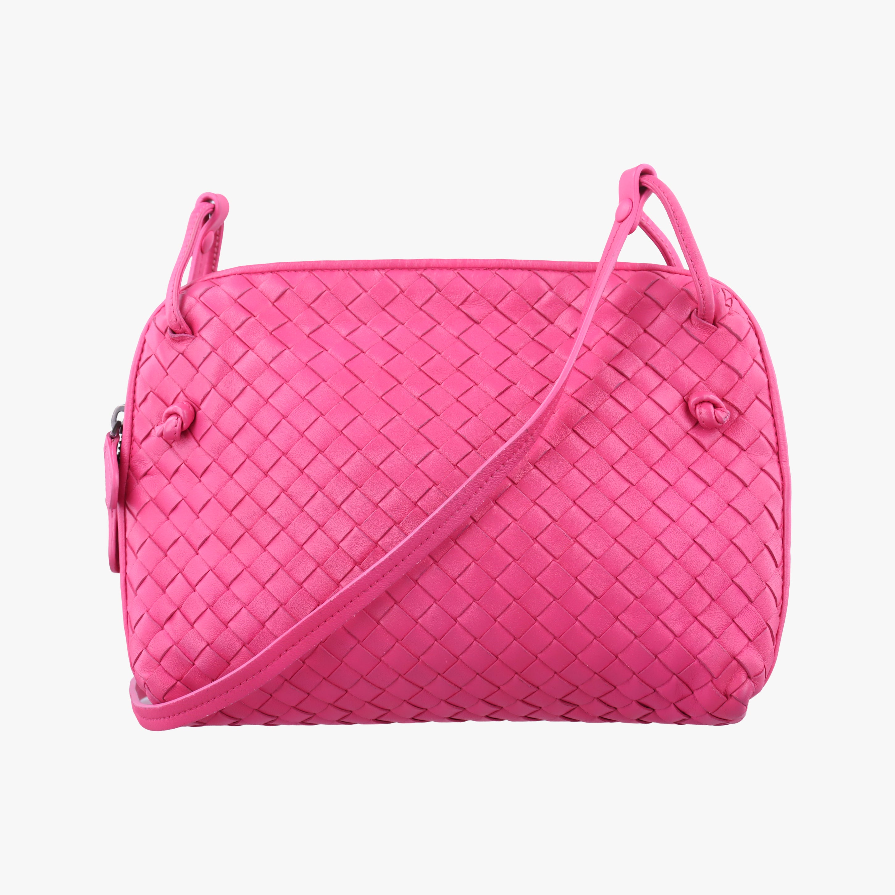 Pre-owned Bottega Veneta NODINI Intrecciato Rose lambskin  shoulderbag | stylenewstar