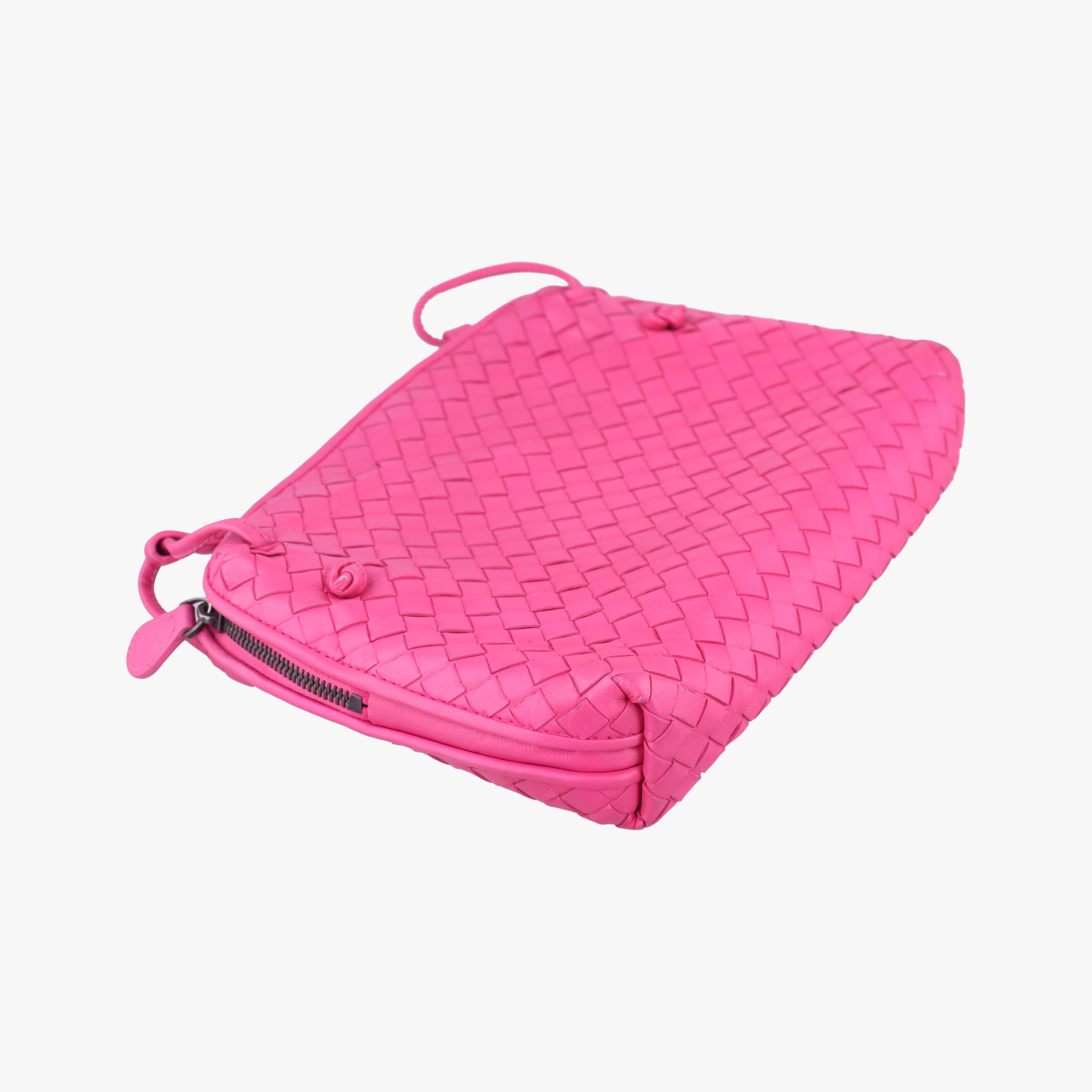 Pre-owned Bottega Veneta NODINI Intrecciato Rose lambskin  shoulderbag | stylenewstar