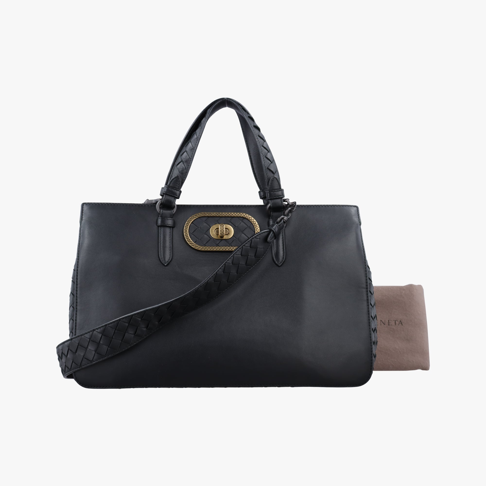 Vintage Bottega Veneta Intrecciato  Ellitica Black lambskin  shoulderbag | stylenewstar