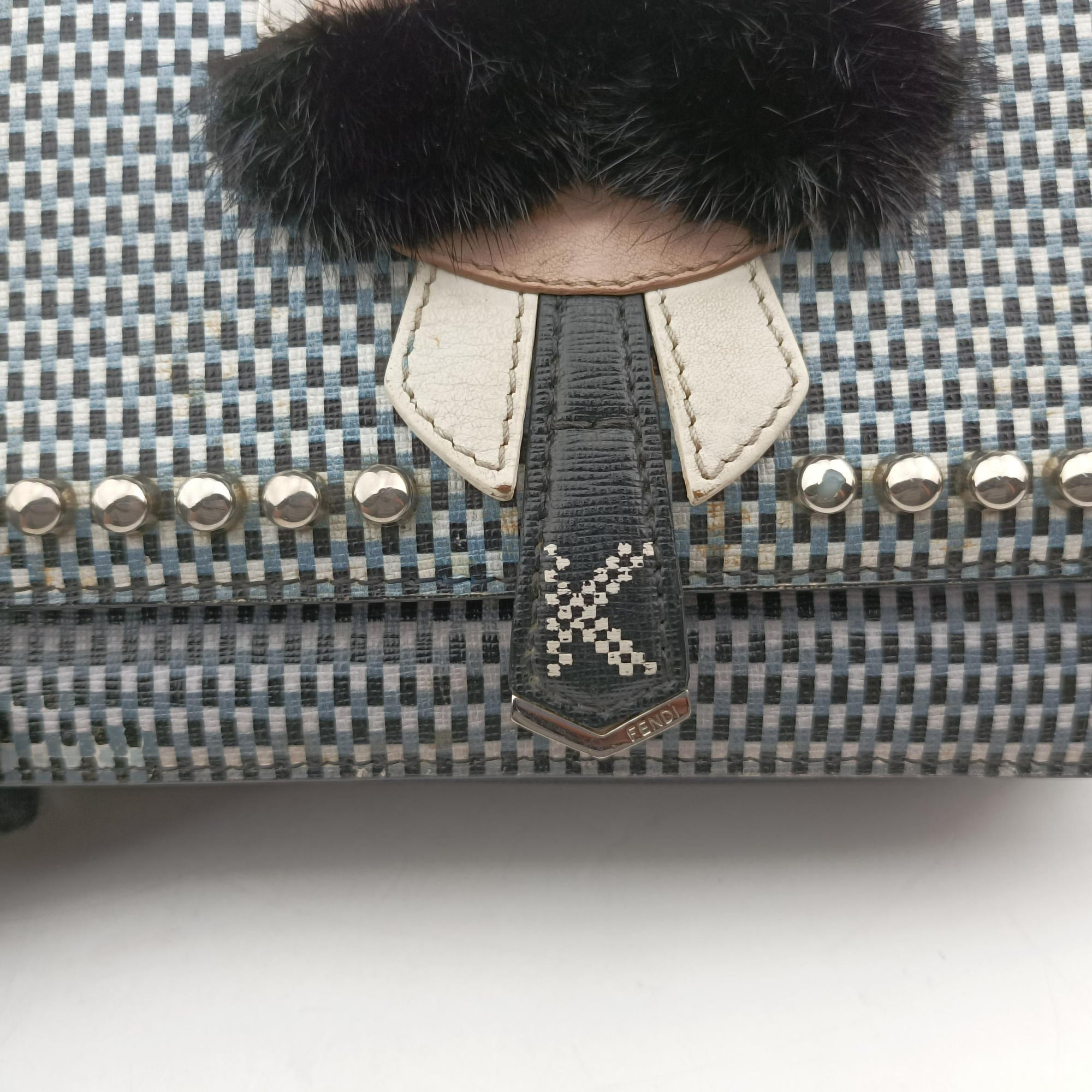 Pre-owned Fendi Karlito Lagerfeld Studded Black×Multicolour Leather 8M0346 shoulderbag | stylenewstar