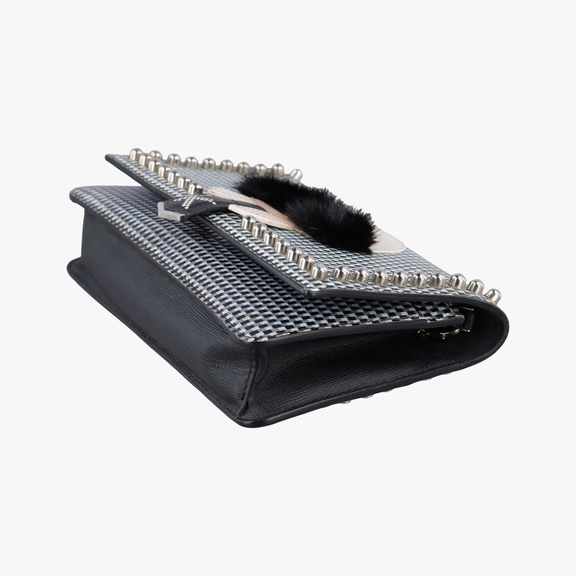 Pre-owned Fendi Karlito Lagerfeld Studded Black×Multicolour Leather 8M0346 shoulderbag | stylenewstar
