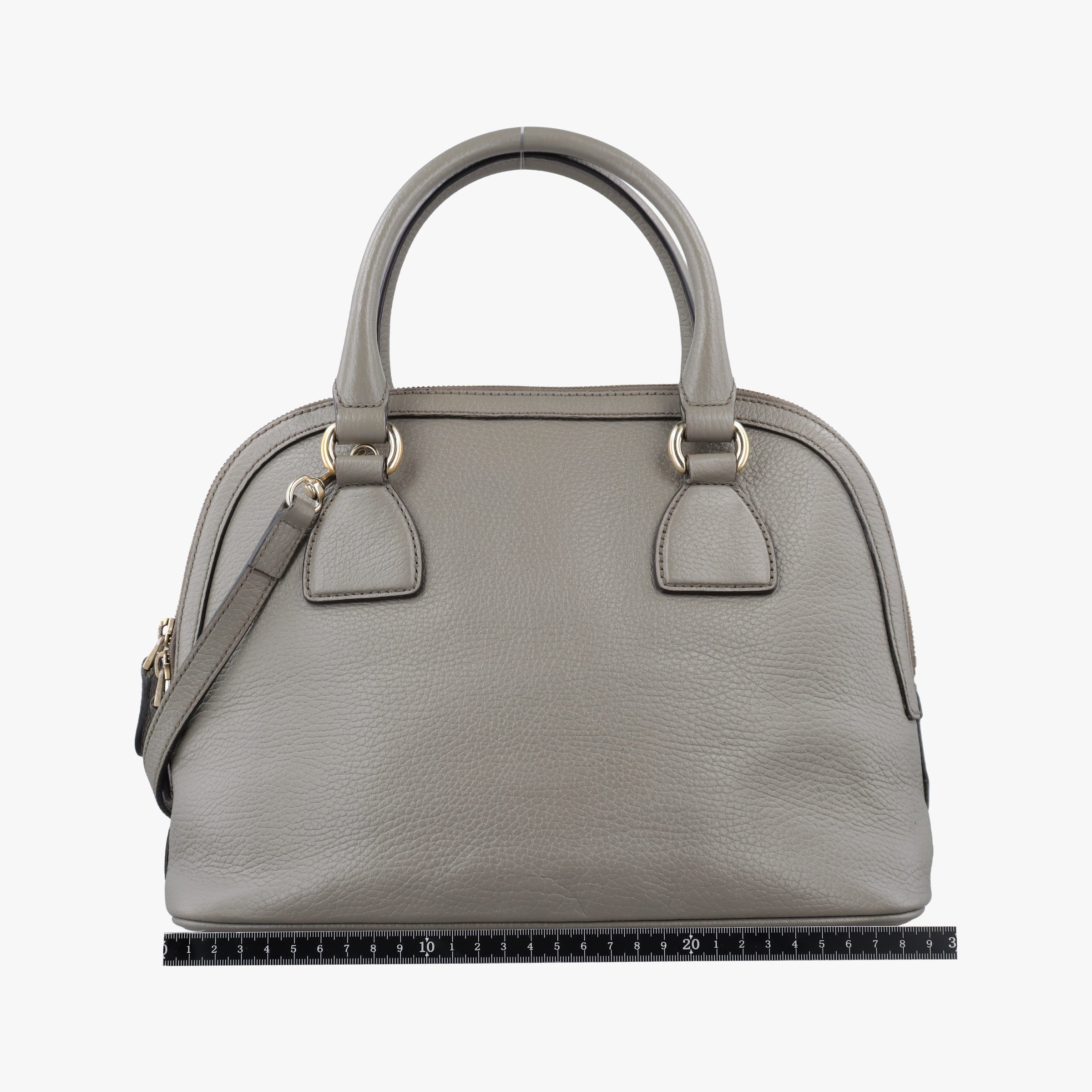 Pre-owned Gucci Interlocking G charm Dome Grey Leather 449662 shoulderbag | stylenewstar