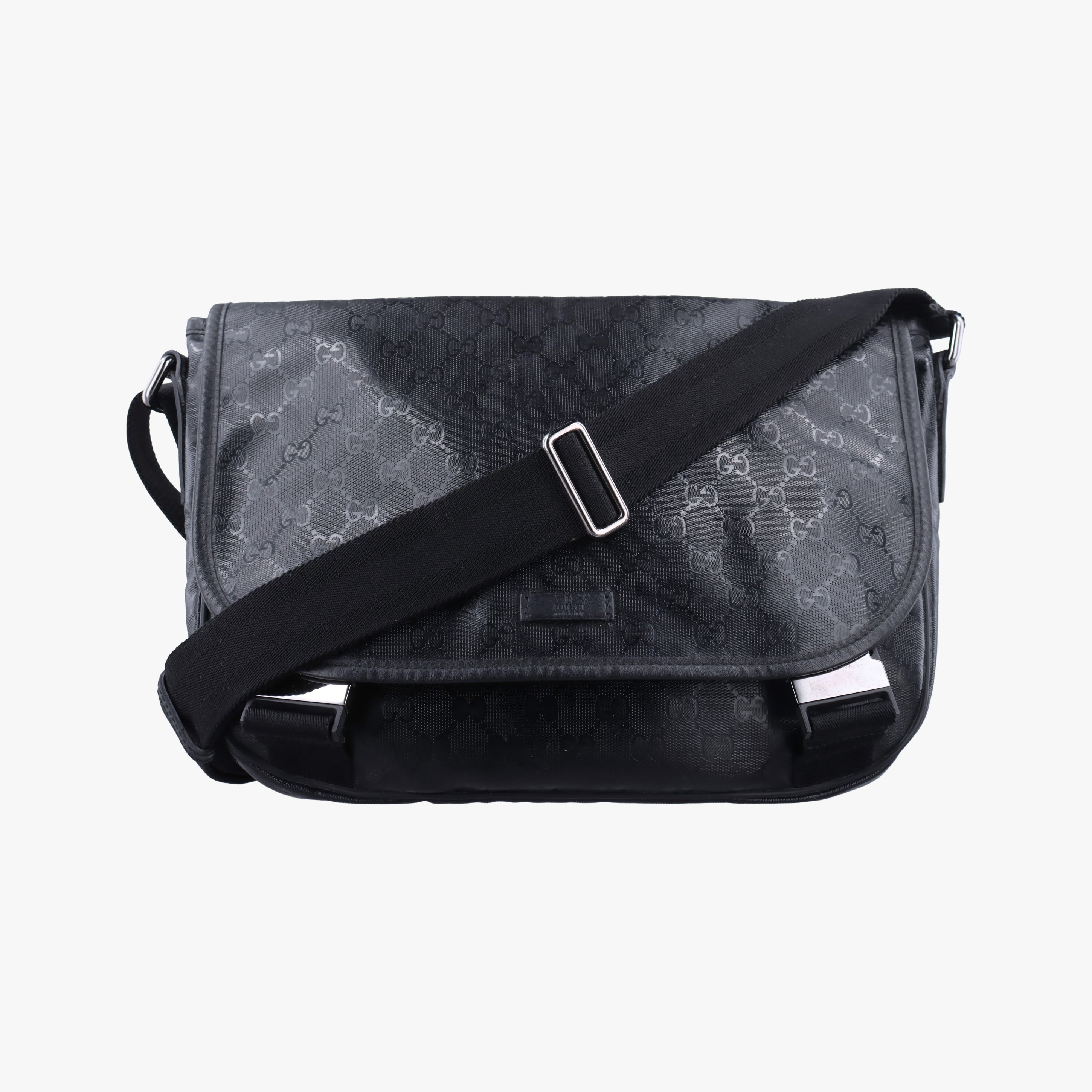 Pre-owned Gucci GG Plus Messenger Black Patent 201732 shoulderbag | stylenewstar