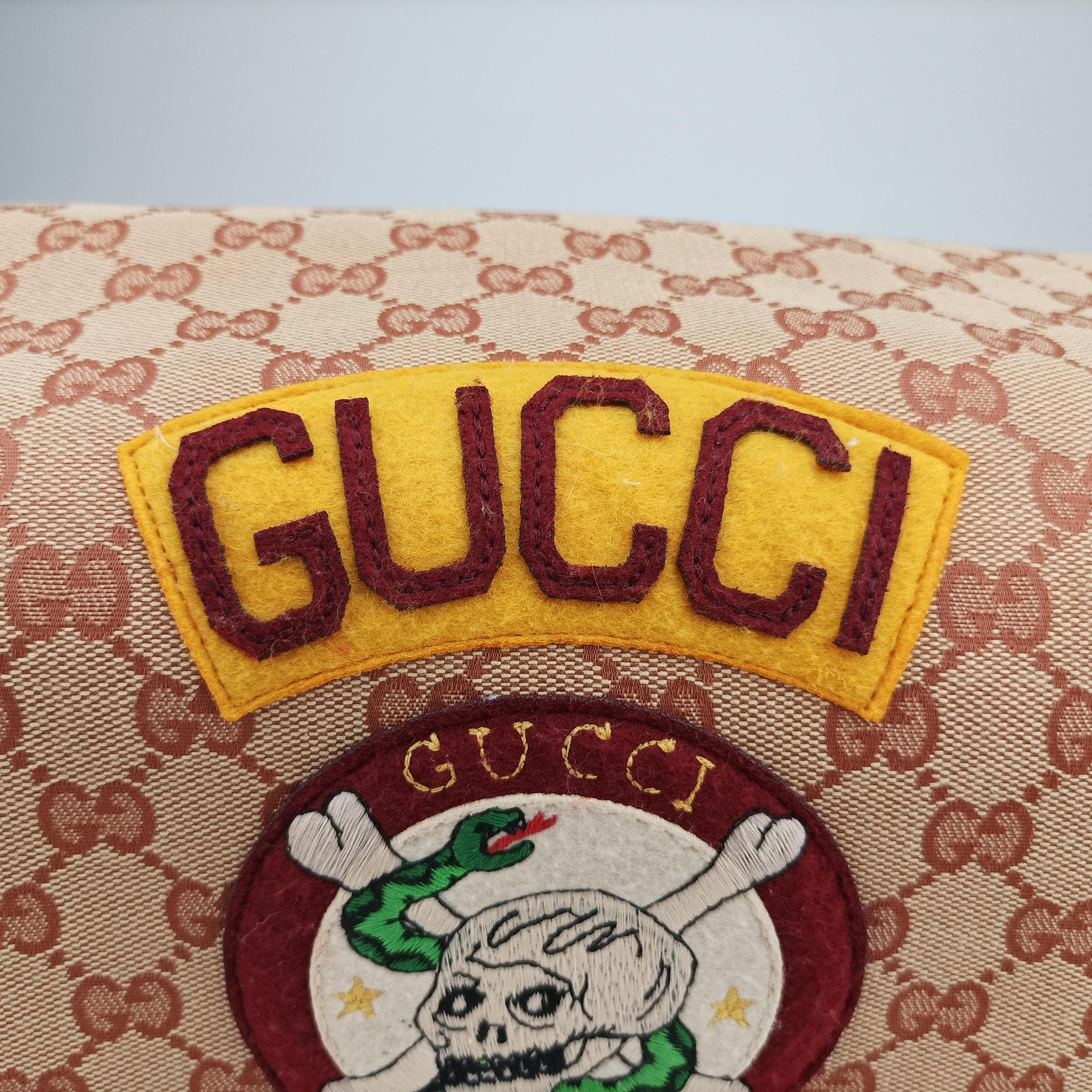 Pre-owned Gucci skull logo pink×Multicolour canvas 580811 backpack/rucksack | stylenewstar