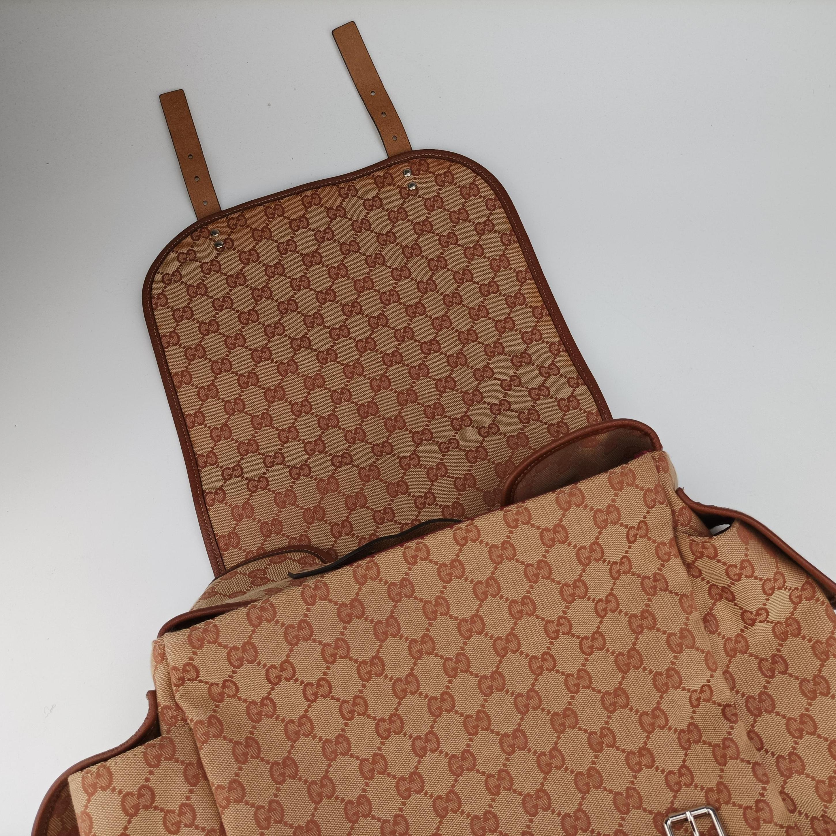 Pre-owned Gucci skull logo pink×Multicolour canvas 580811 backpack/rucksack | stylenewstar