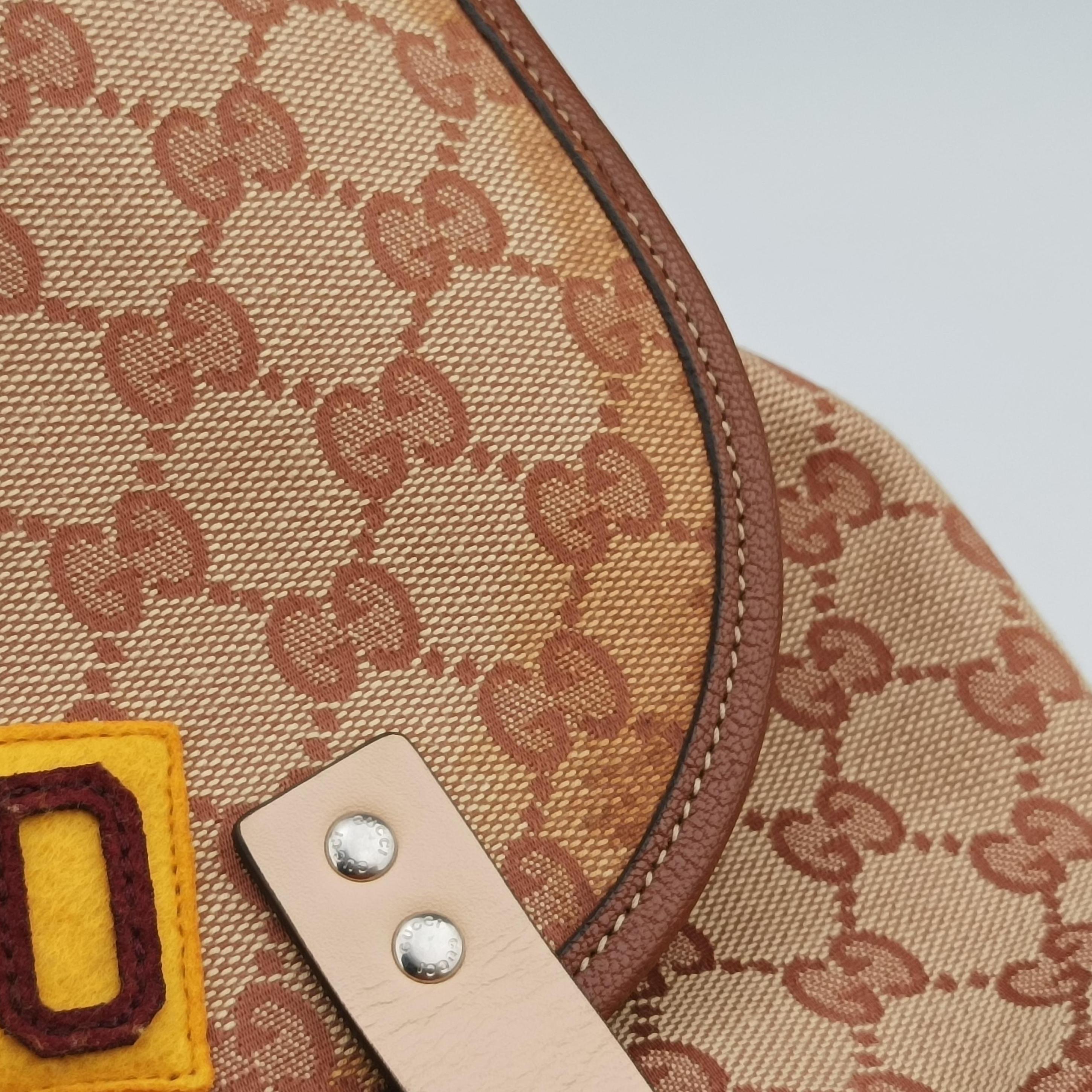Pre-owned Gucci skull logo pink×Multicolour canvas 580811 backpack/rucksack | stylenewstar
