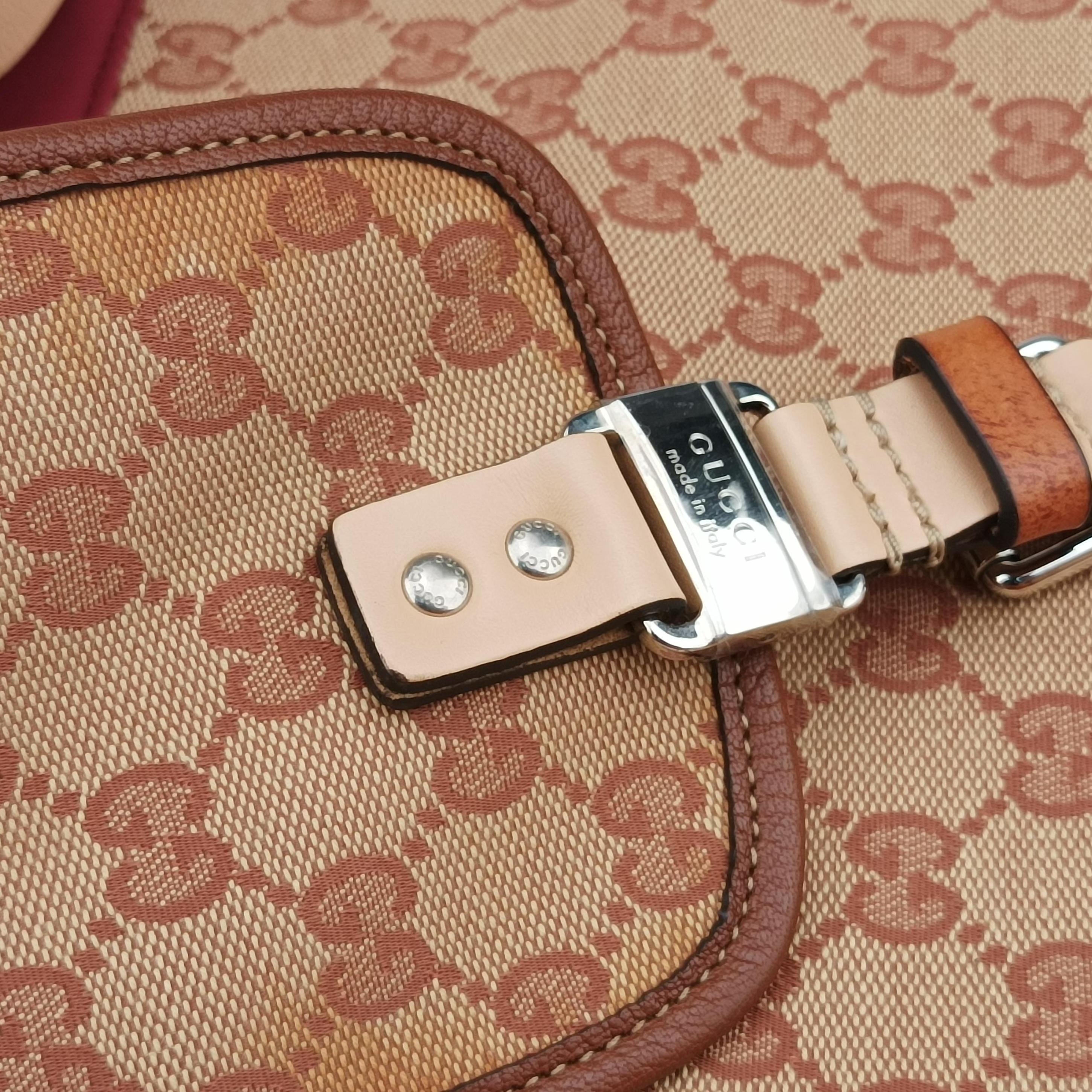 Pre-owned Gucci skull logo pink×Multicolour canvas 580811 backpack/rucksack | stylenewstar