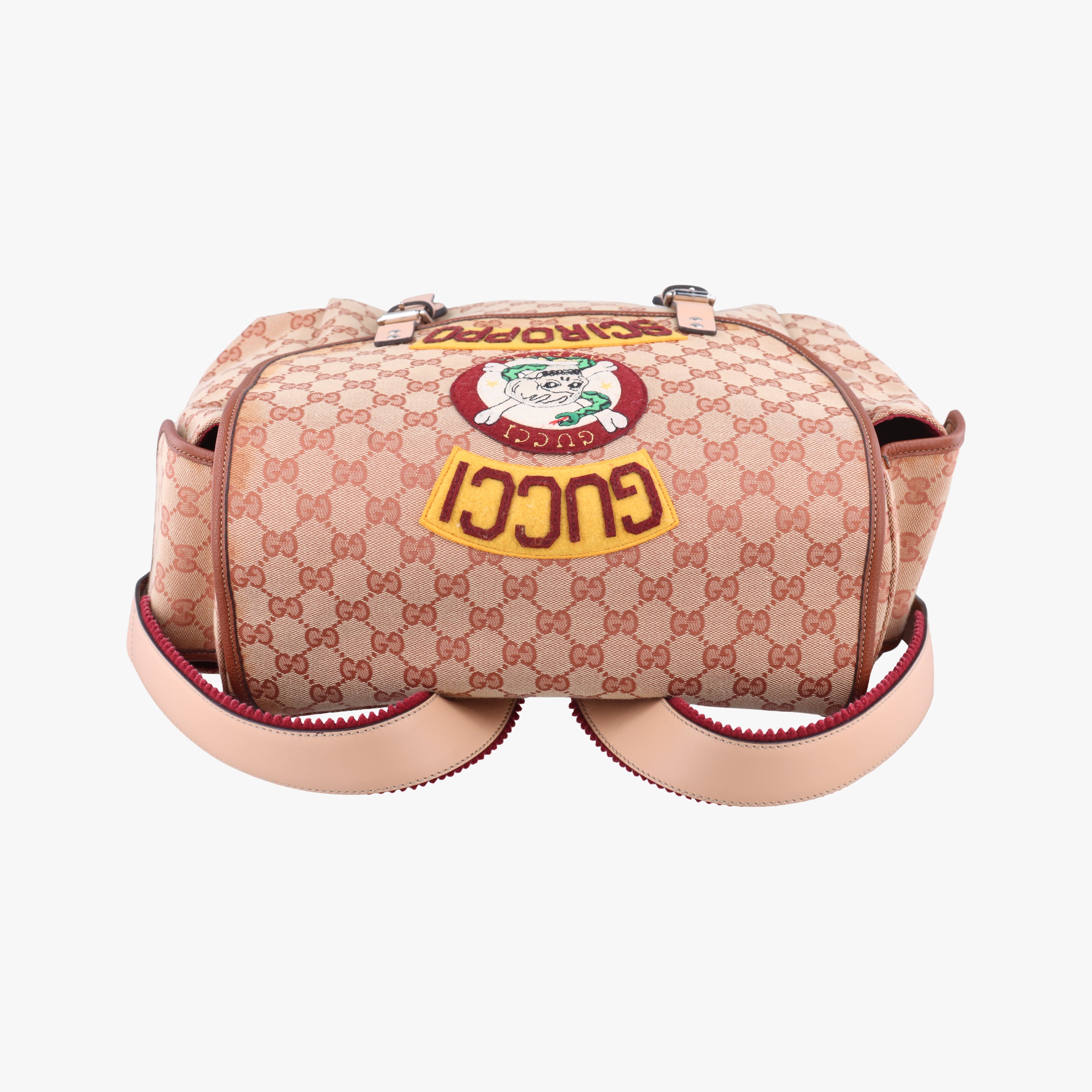Pre-owned Gucci skull logo pink×Multicolour canvas 580811 backpack/rucksack | stylenewstar