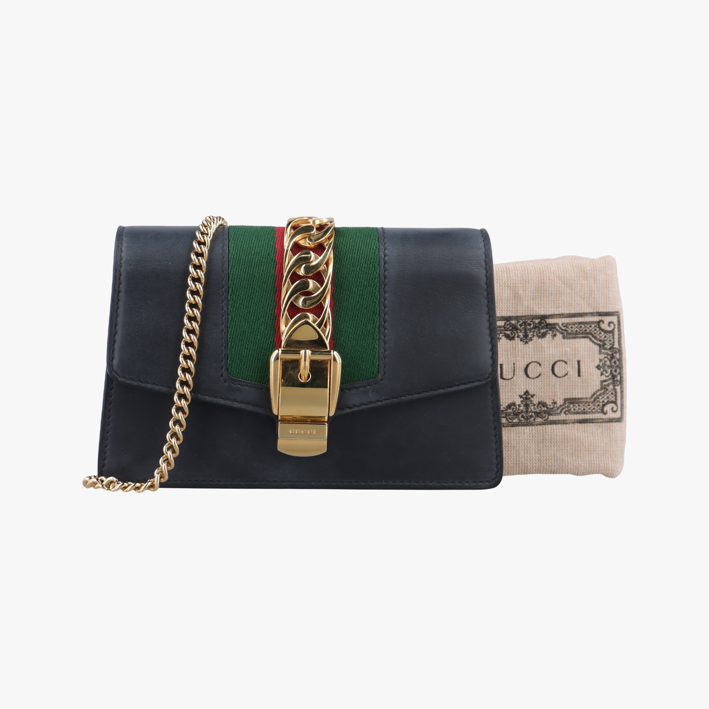 Secondhand Gucci Sylvie Black×red×green Leather 431666 shoulderbag | stylenewstar
