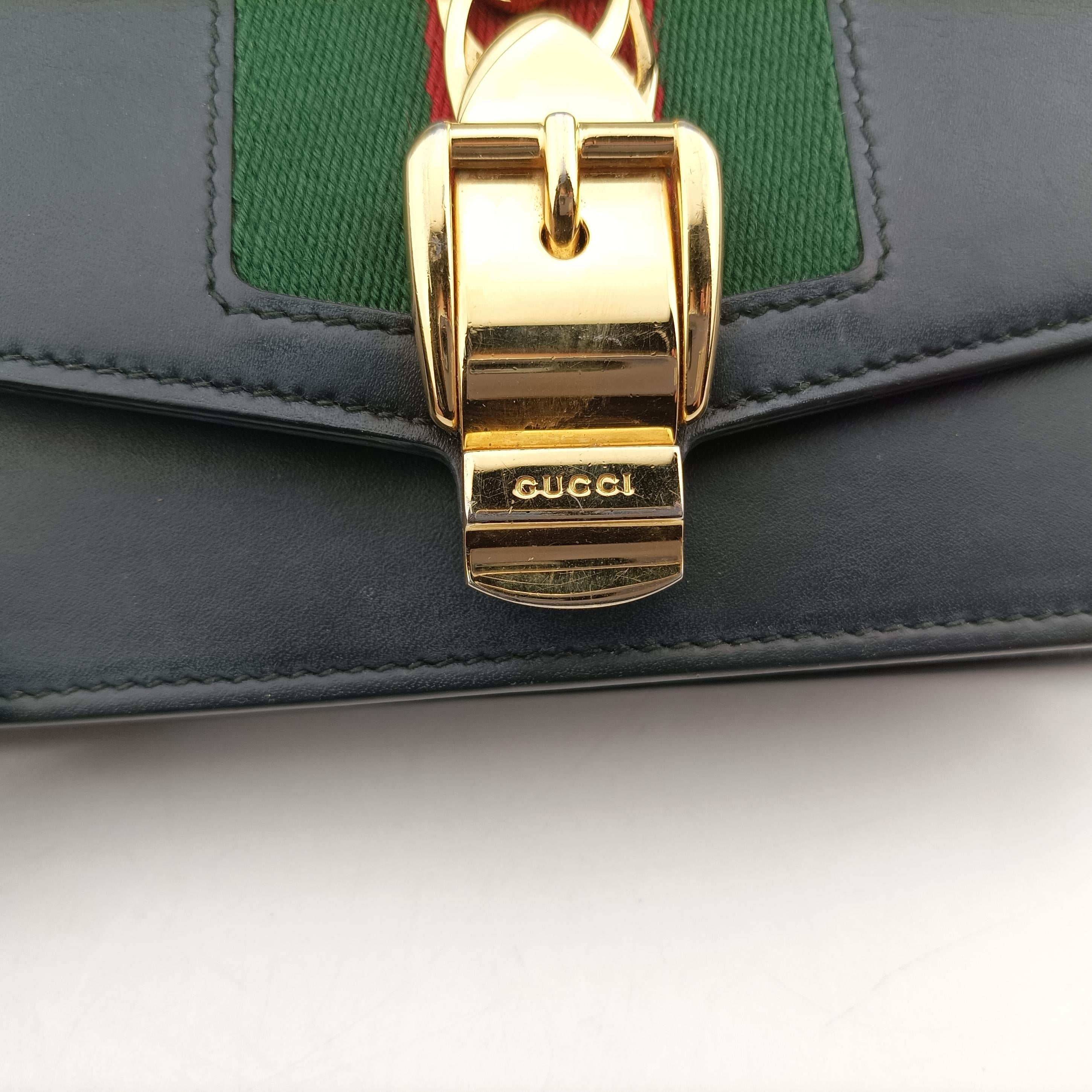 Secondhand Gucci Sylvie Black×red×green Leather 431666 shoulderbag | stylenewstar
