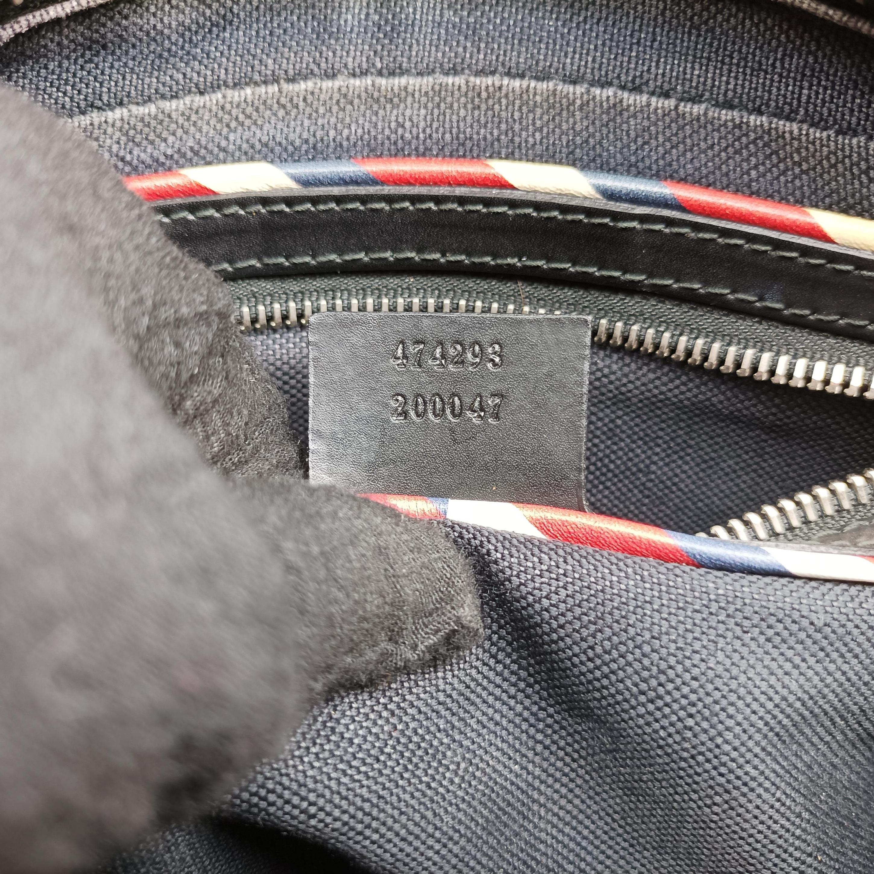 Pre-owned Gucci Night Courrier badge embellished Black×Multicolour PVC coated canvas 474293 bum bag/waist bag | stylenewstar