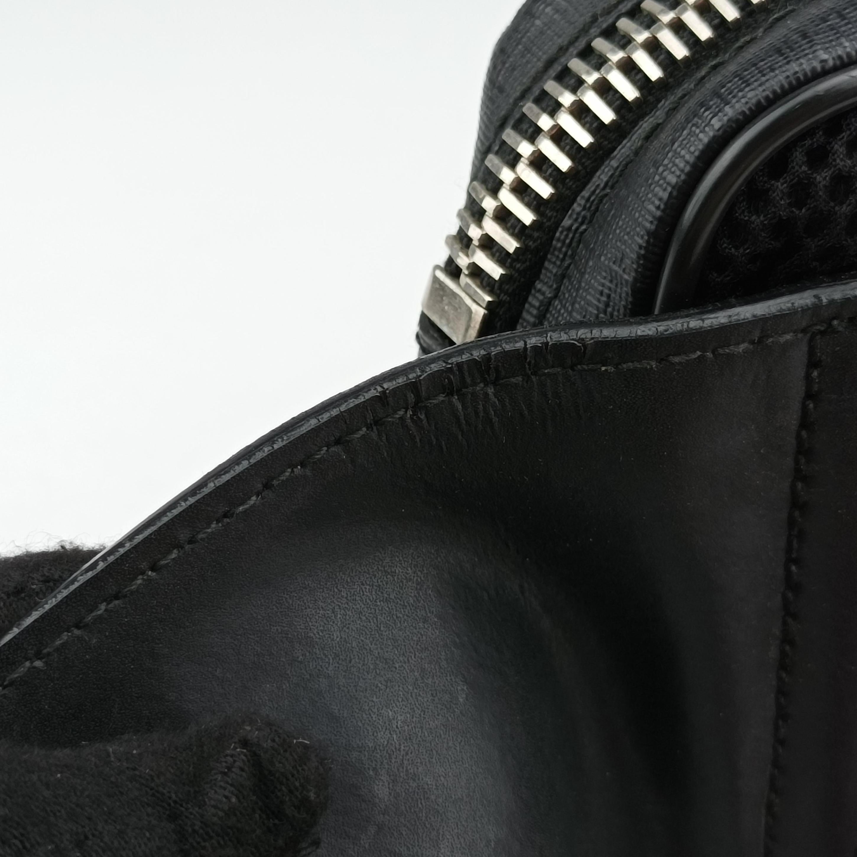Pre-owned Gucci Night Courrier badge embellished Black×Multicolour PVC coated canvas 474293 bum bag/waist bag | stylenewstar