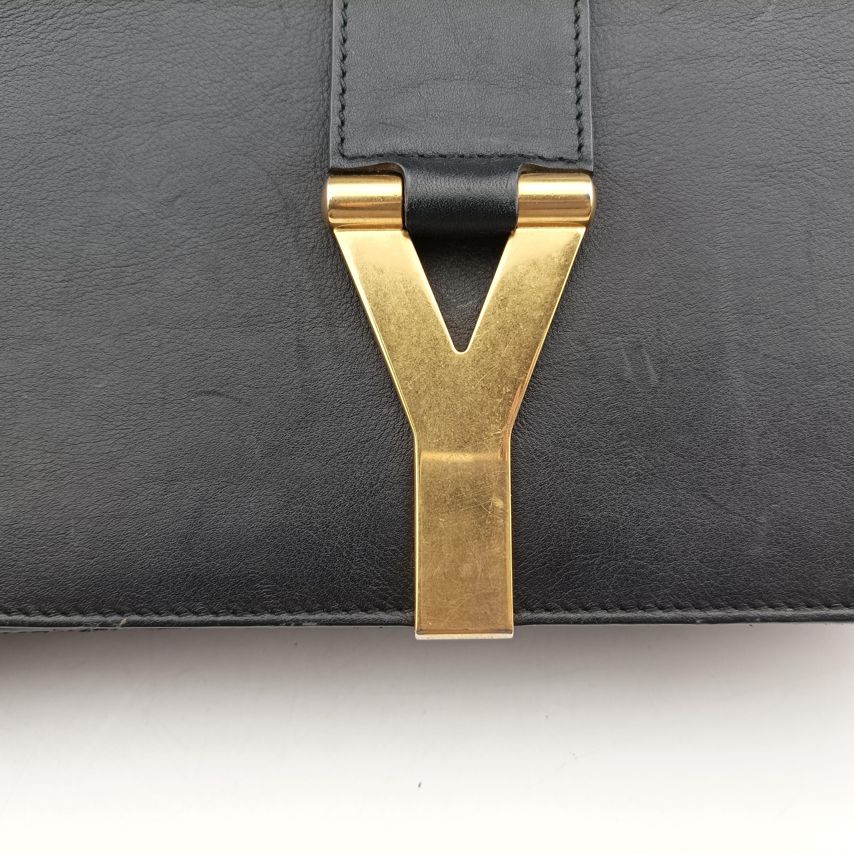 Pre-owned Yves Saint Laurent Y Ligne Black Leather 311214 shoulderbag | stylenewstar