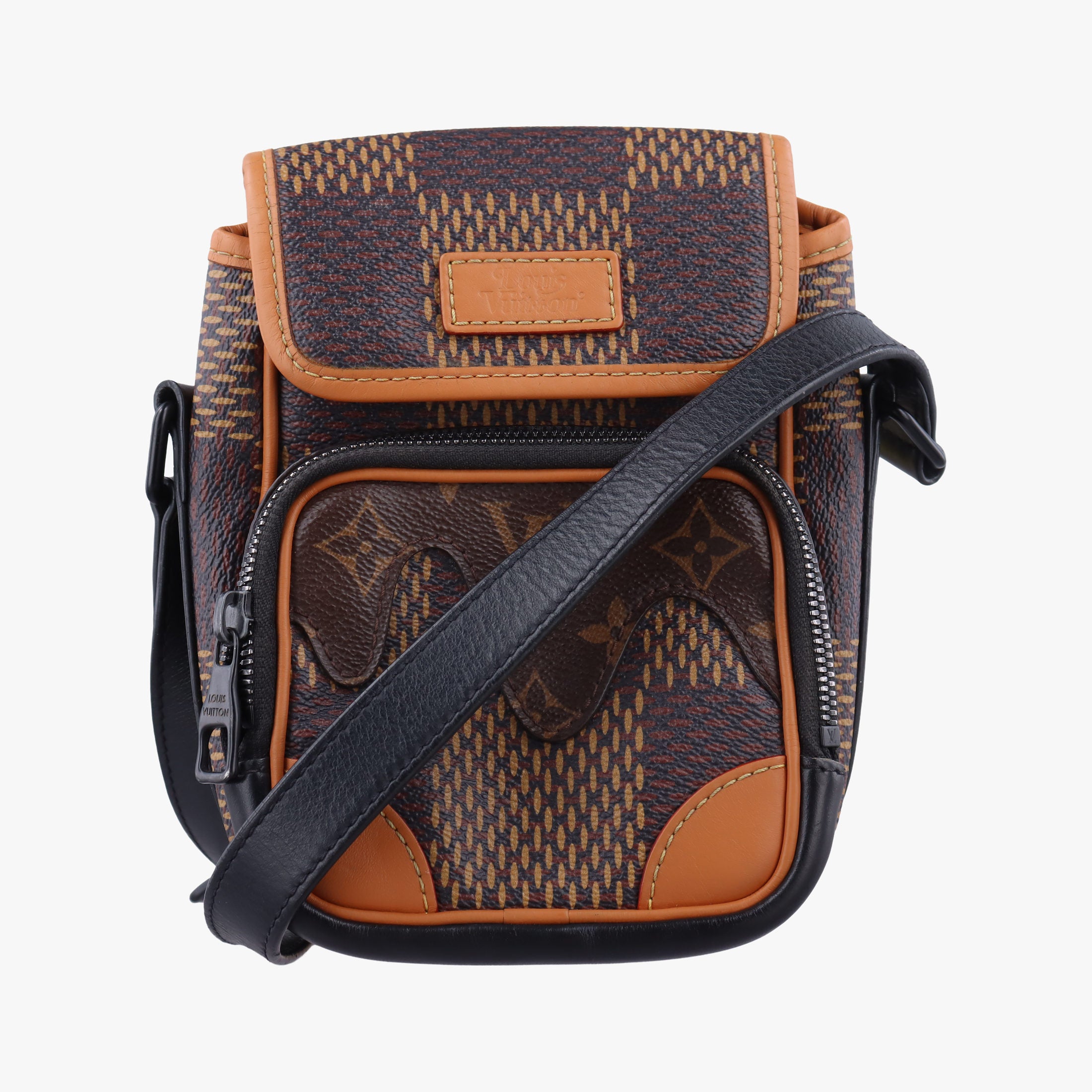 Pre-owned Louis Vuitton Nigo Nano Amazone Messenger Brown×Ebene Monogram Canvas×Damier Giant N40357 shoulderbag | stylenewstar