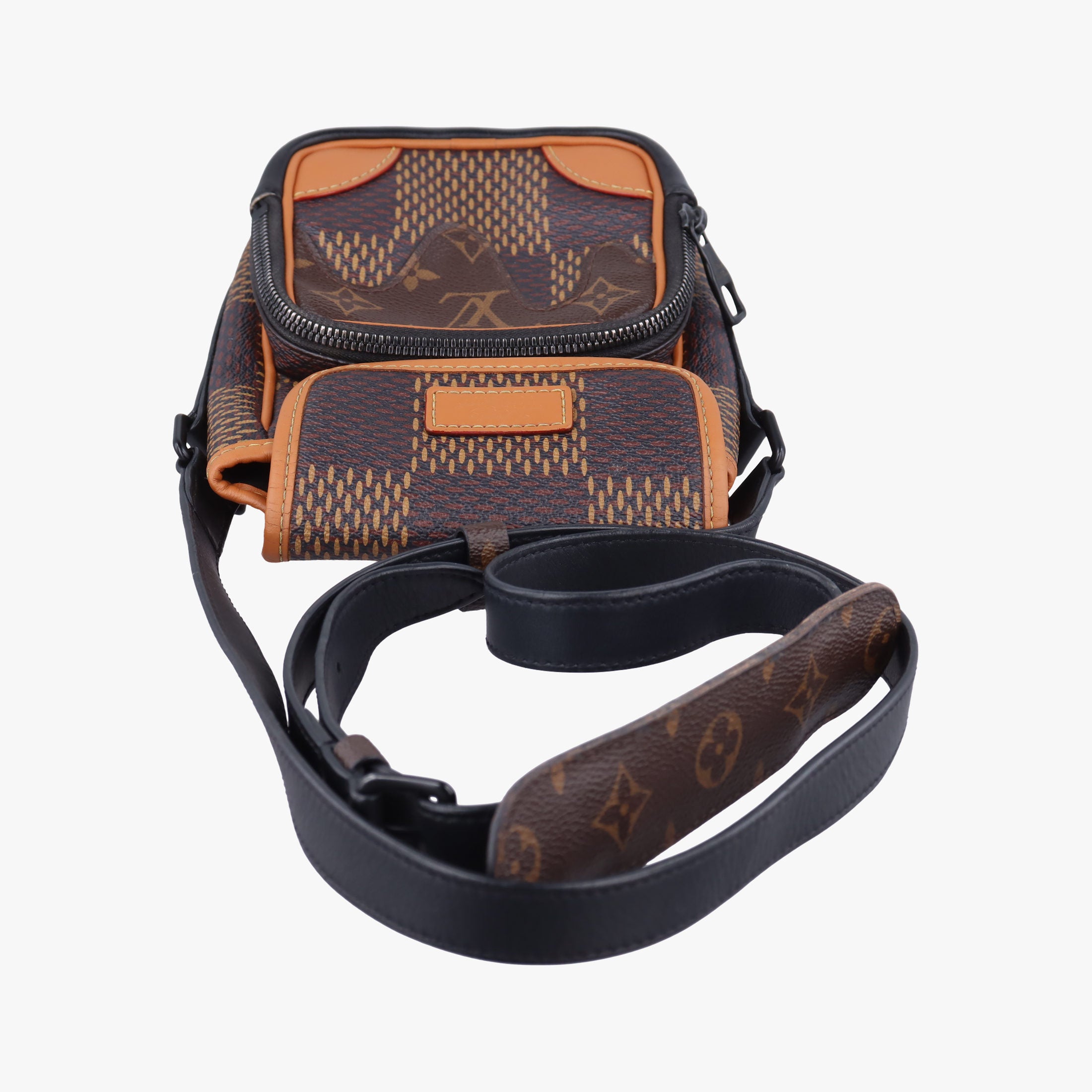 Pre-owned Louis Vuitton Nigo Nano Amazone Messenger Brown×Ebene Monogram Canvas×Damier Giant N40357 shoulderbag | stylenewstar