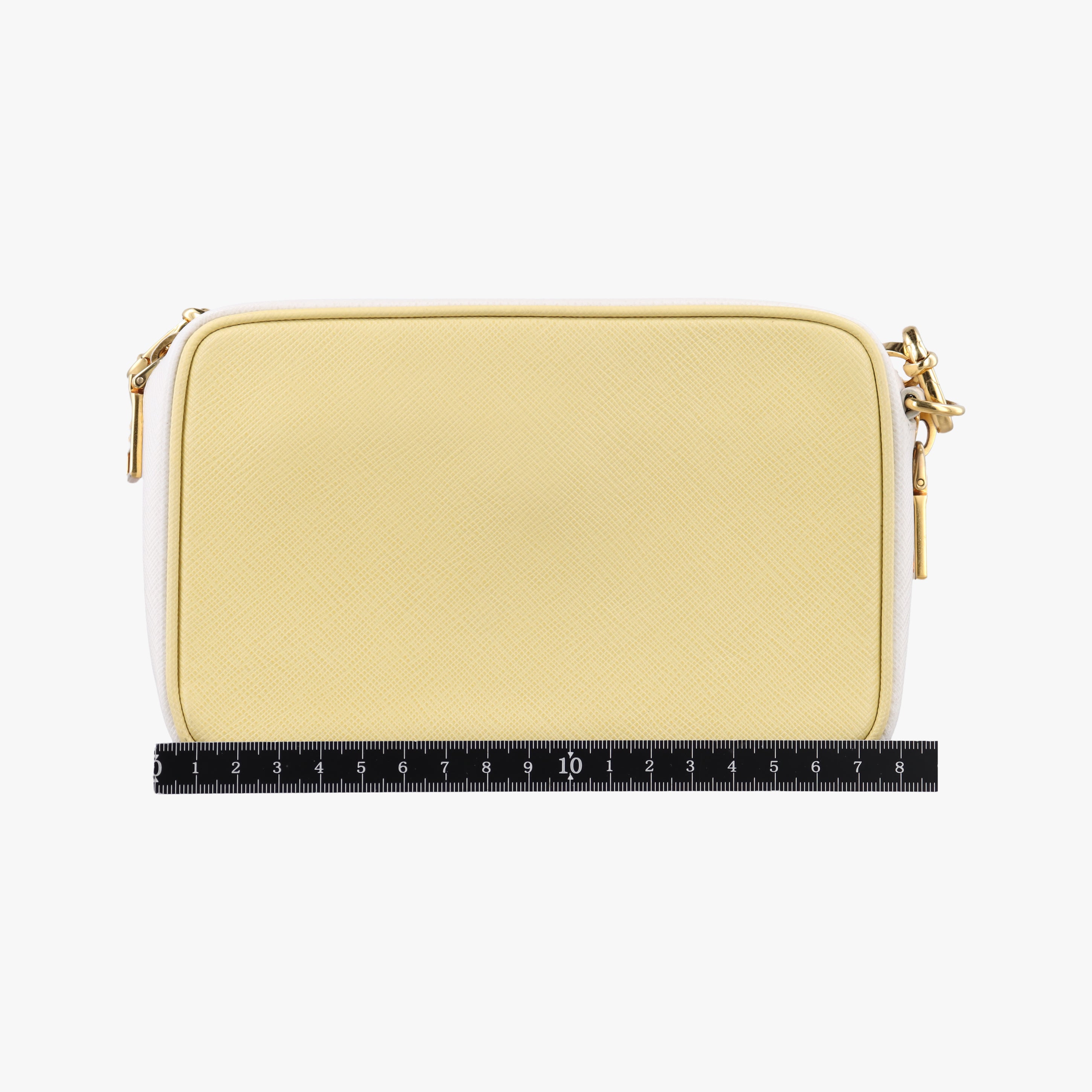 Vintage Prada VITELLO PHENIX camera bag yellow×white SAFFIANO Leather BP0618 shoulderbag | stylenewstar