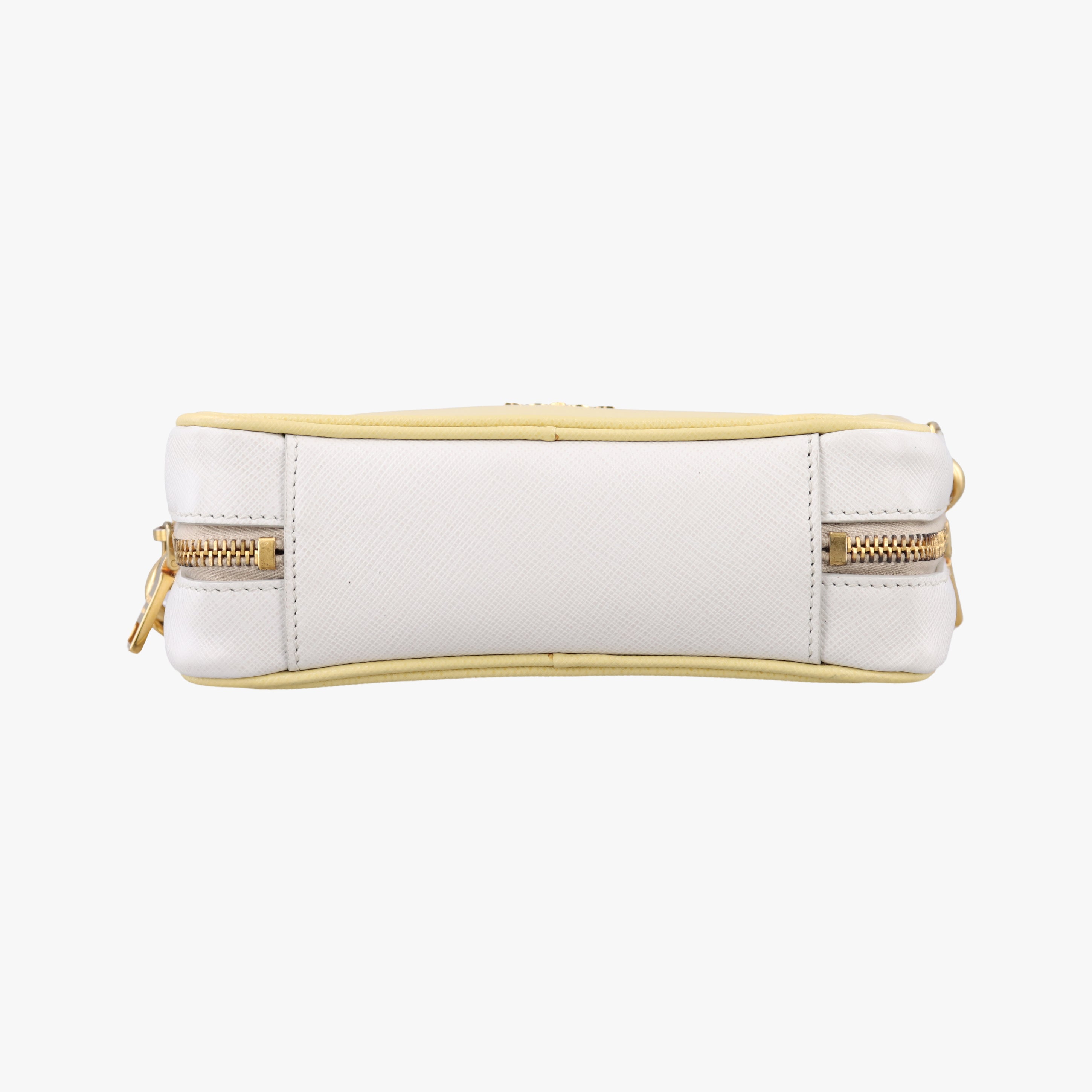 Vintage Prada VITELLO PHENIX camera bag yellow×white SAFFIANO Leather BP0618 shoulderbag | stylenewstar