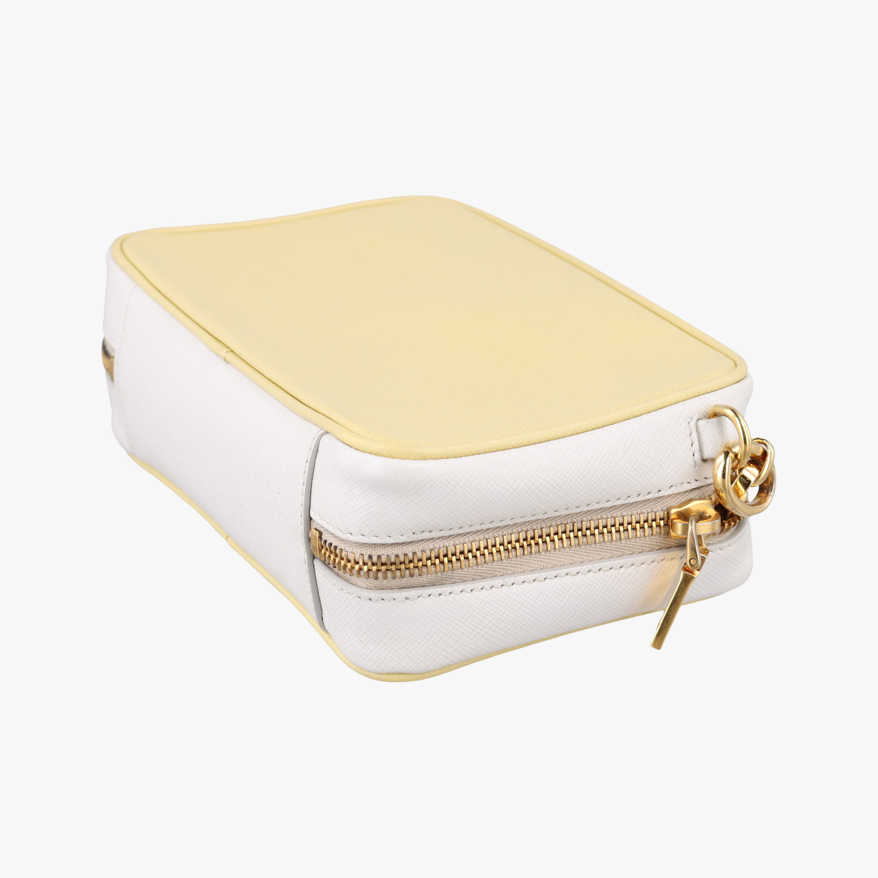 Vintage Prada VITELLO PHENIX camera bag yellow×white SAFFIANO Leather BP0618 shoulderbag | stylenewstar