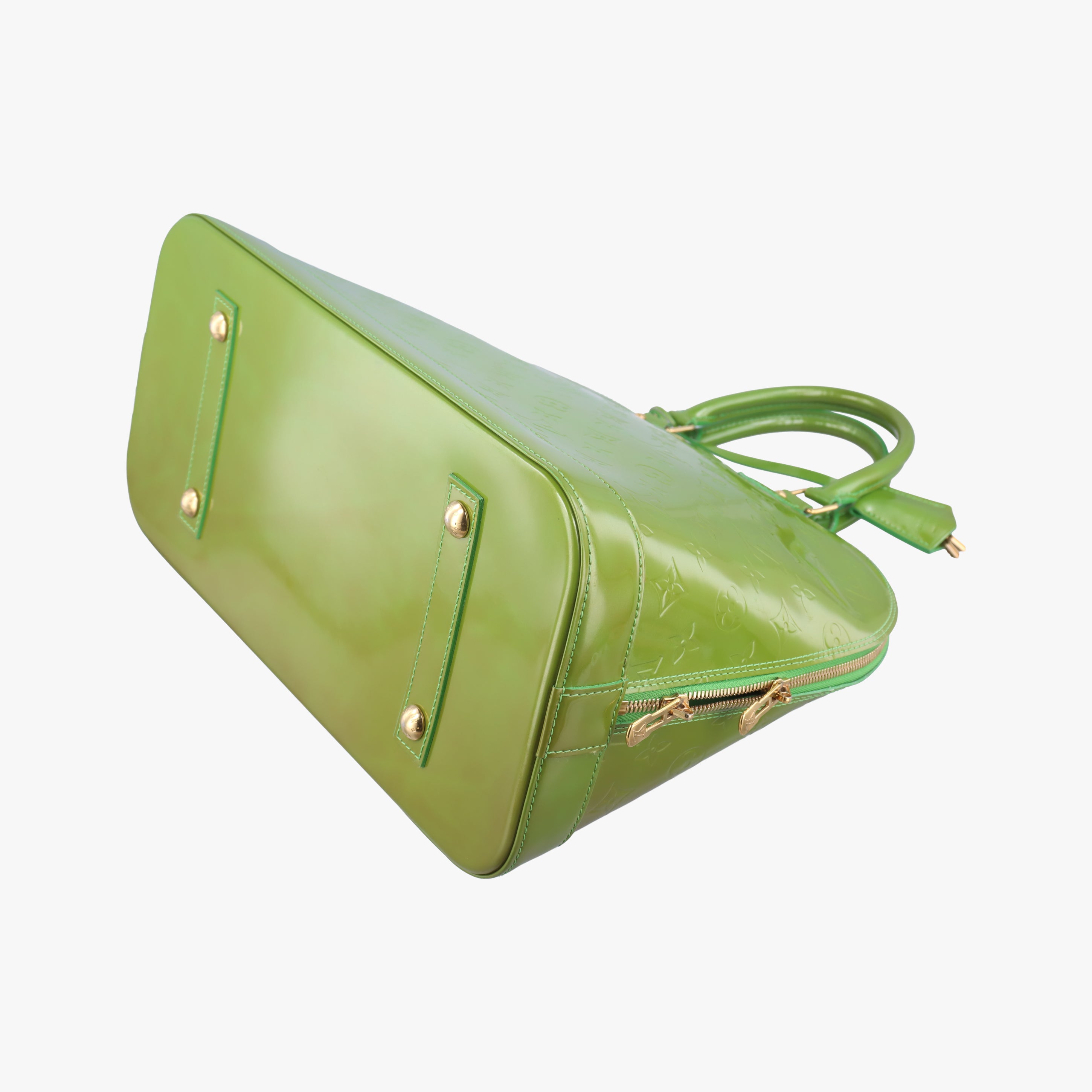 Pre-owned Louis Vuitton Alma GM green Vernis  handbag | stylenewstar