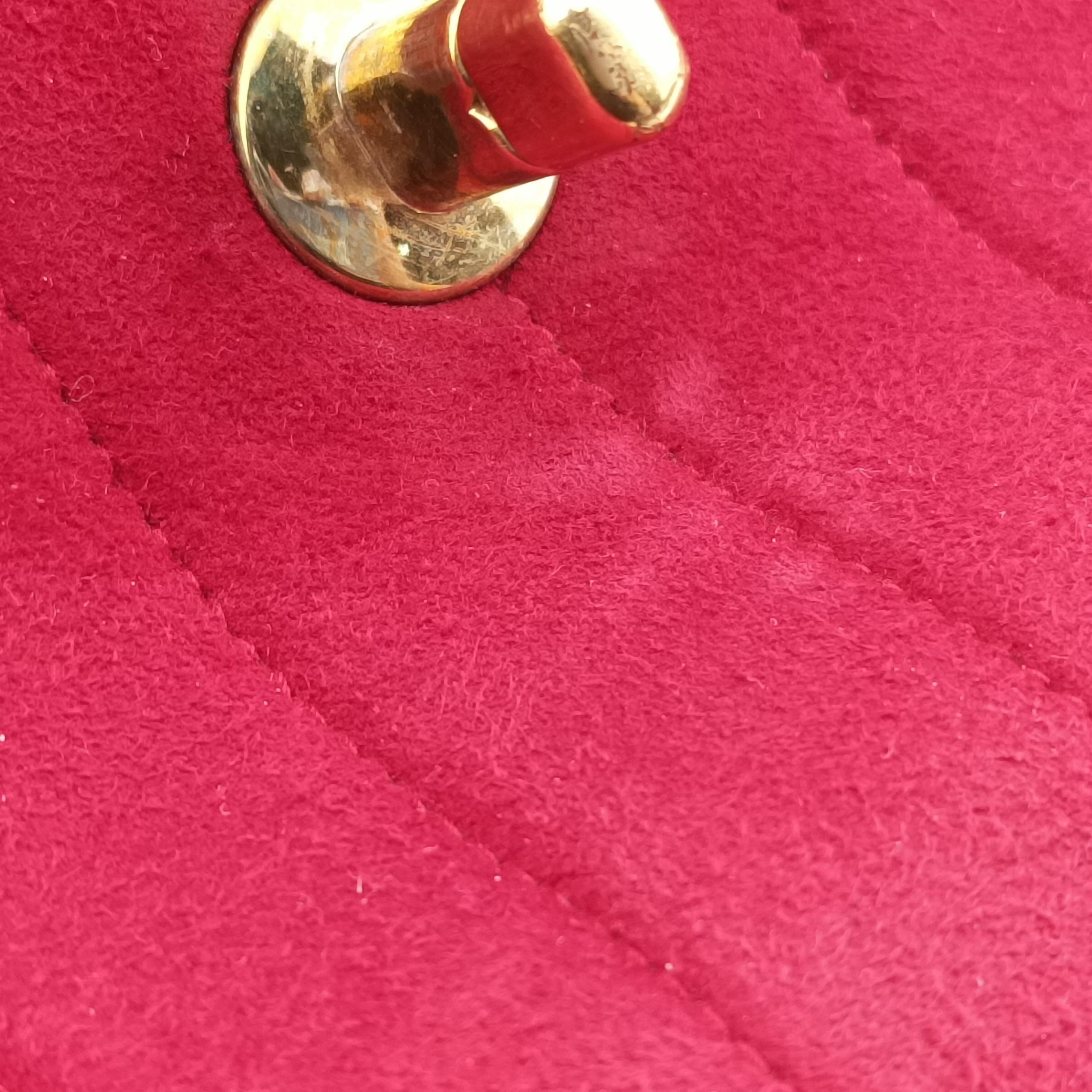 Pre-owned Chanel Vintage Front Pocket Camera Red suede  shoulderbag | stylenewstar