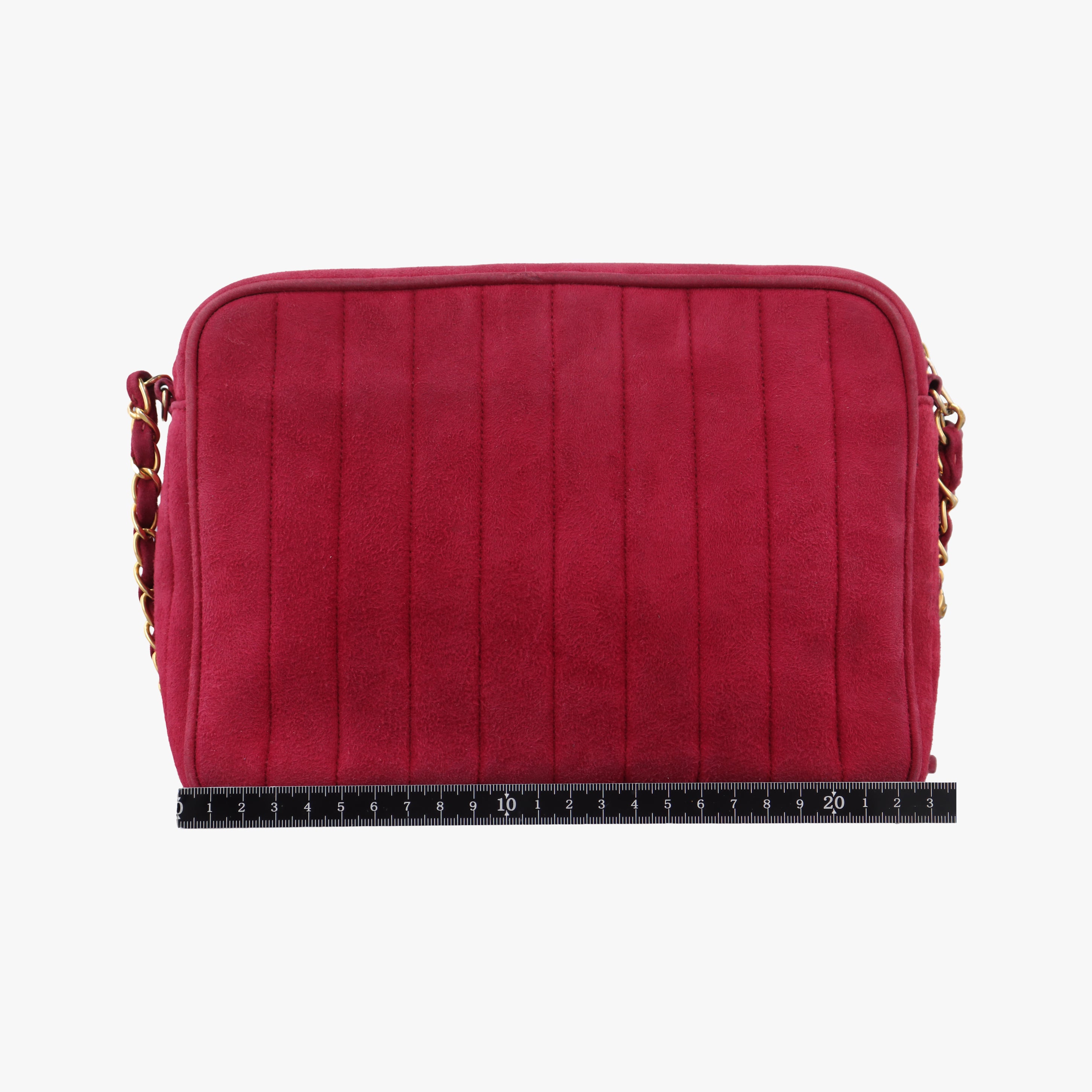 Pre-owned Chanel Vintage Front Pocket Camera Red suede  shoulderbag | stylenewstar