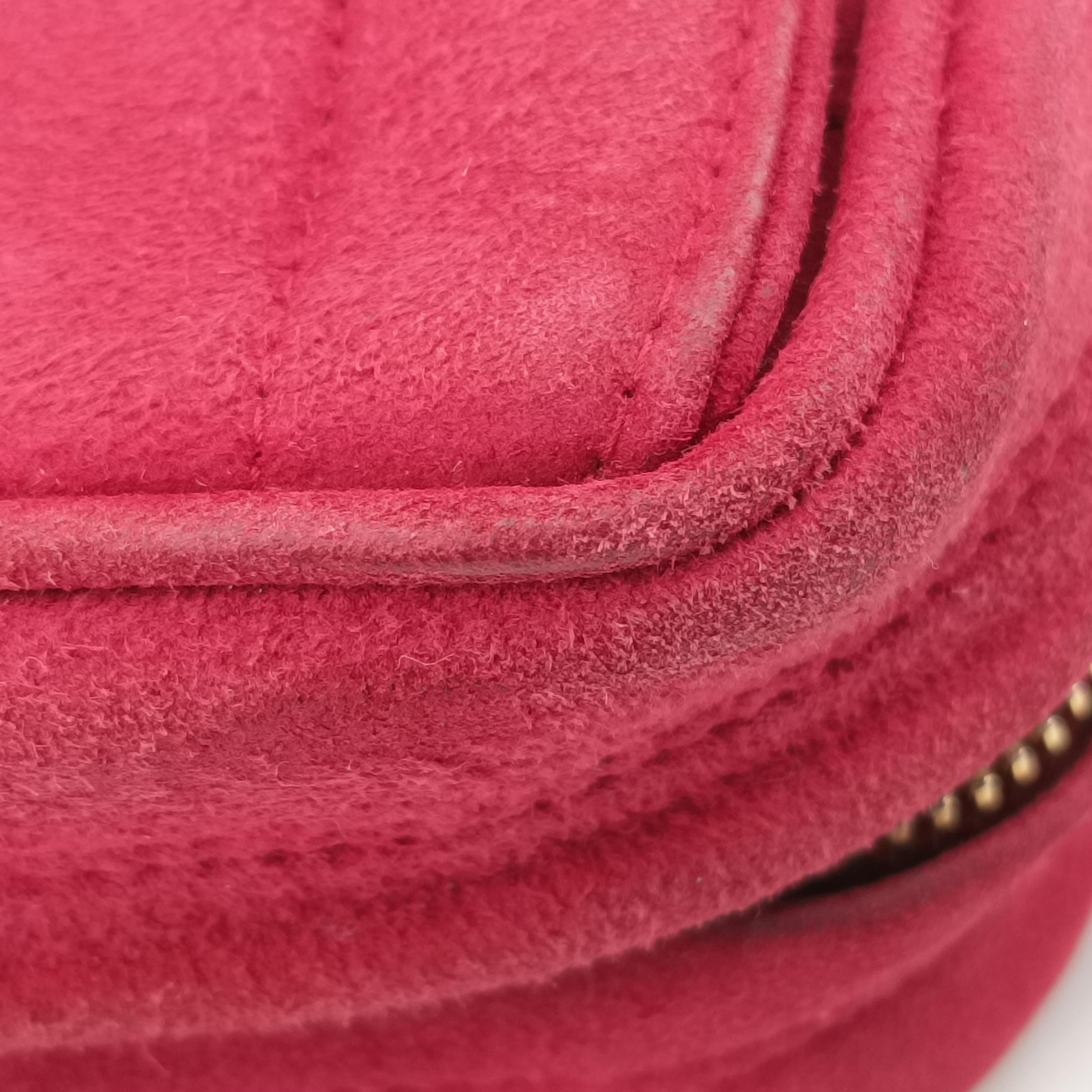 Pre-owned Chanel Vintage Front Pocket Camera Red suede  shoulderbag | stylenewstar