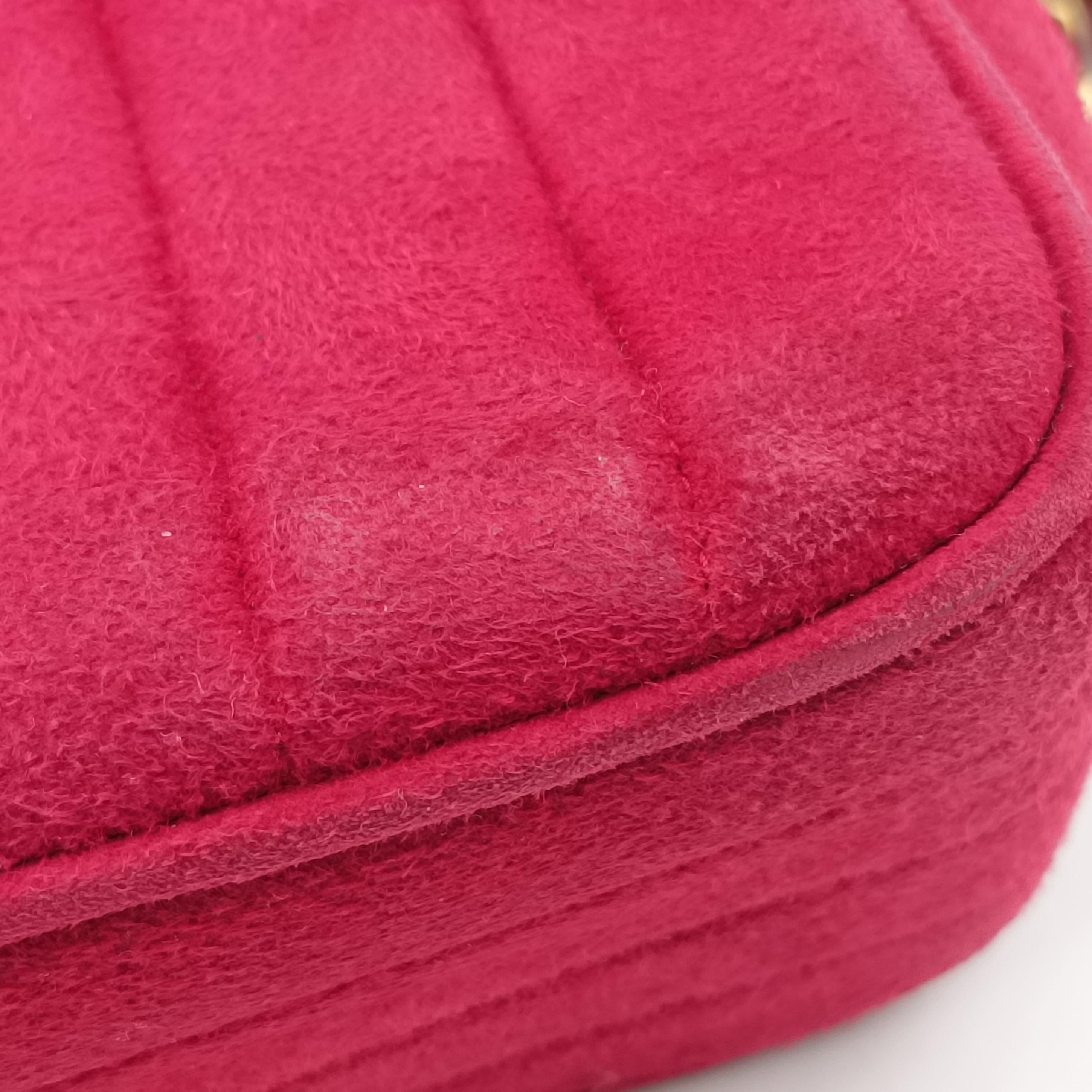 Pre-owned Chanel Vintage Front Pocket Camera Red suede  shoulderbag | stylenewstar