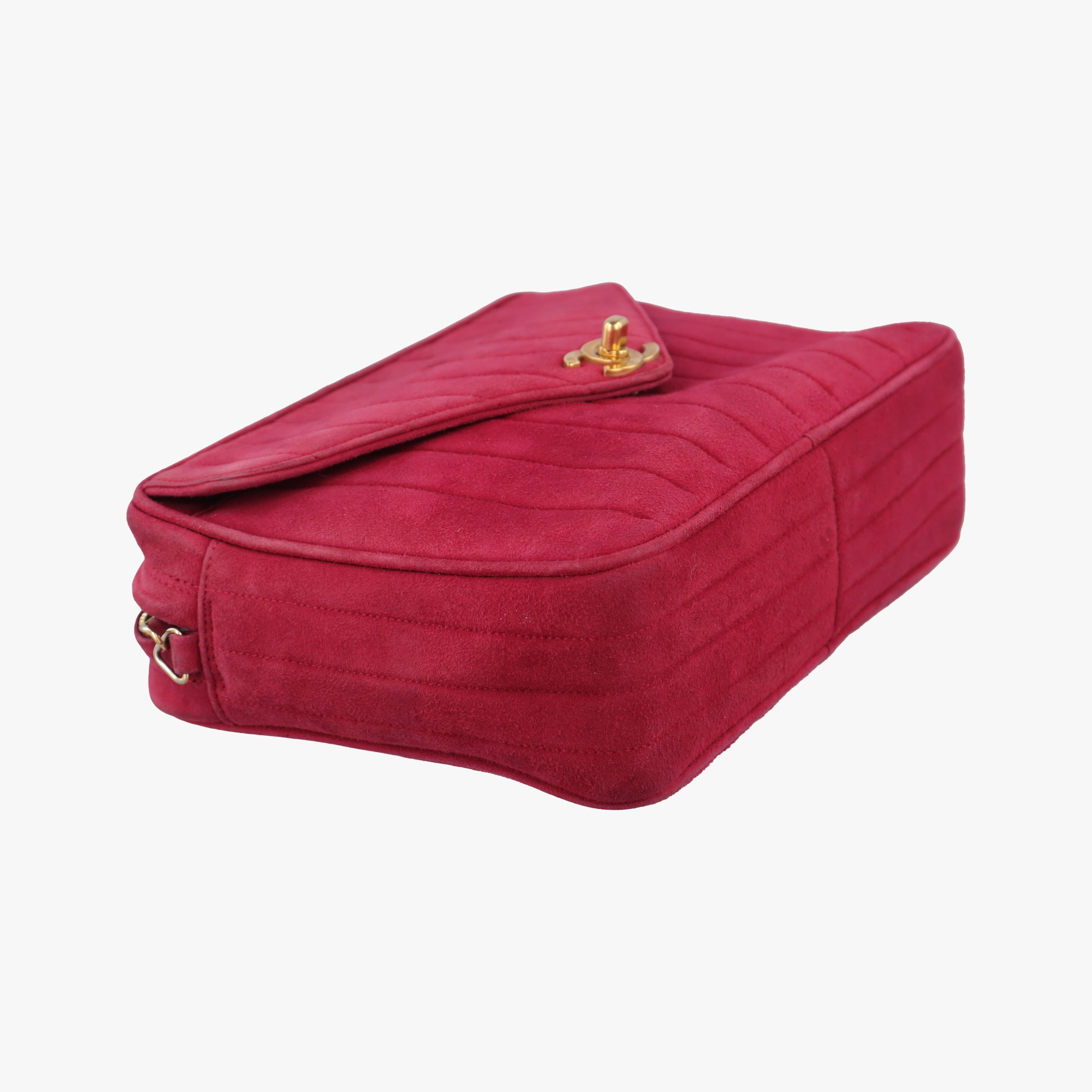 Pre-owned Chanel Vintage Front Pocket Camera Red suede  shoulderbag | stylenewstar