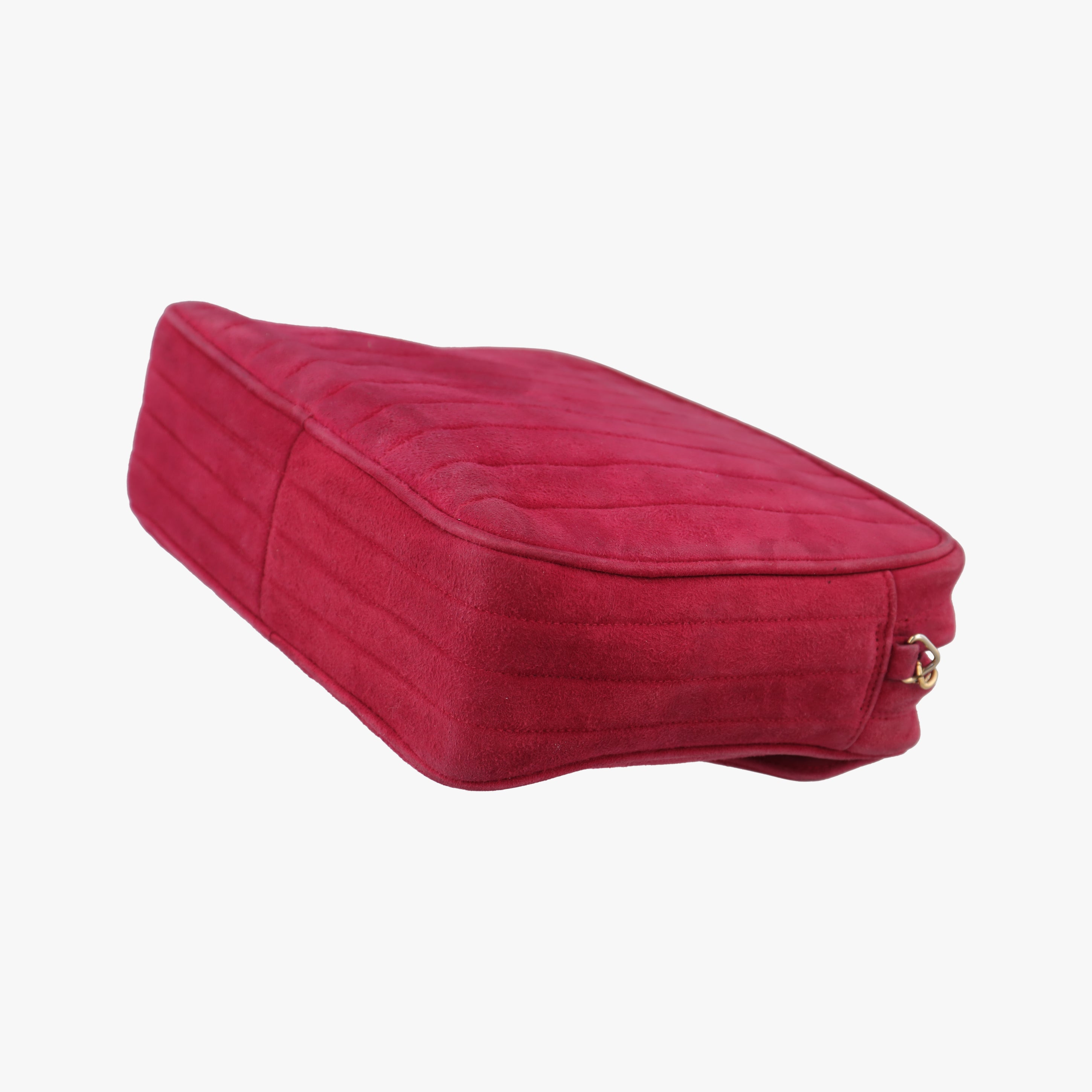 Pre-owned Chanel Vintage Front Pocket Camera Red suede  shoulderbag | stylenewstar