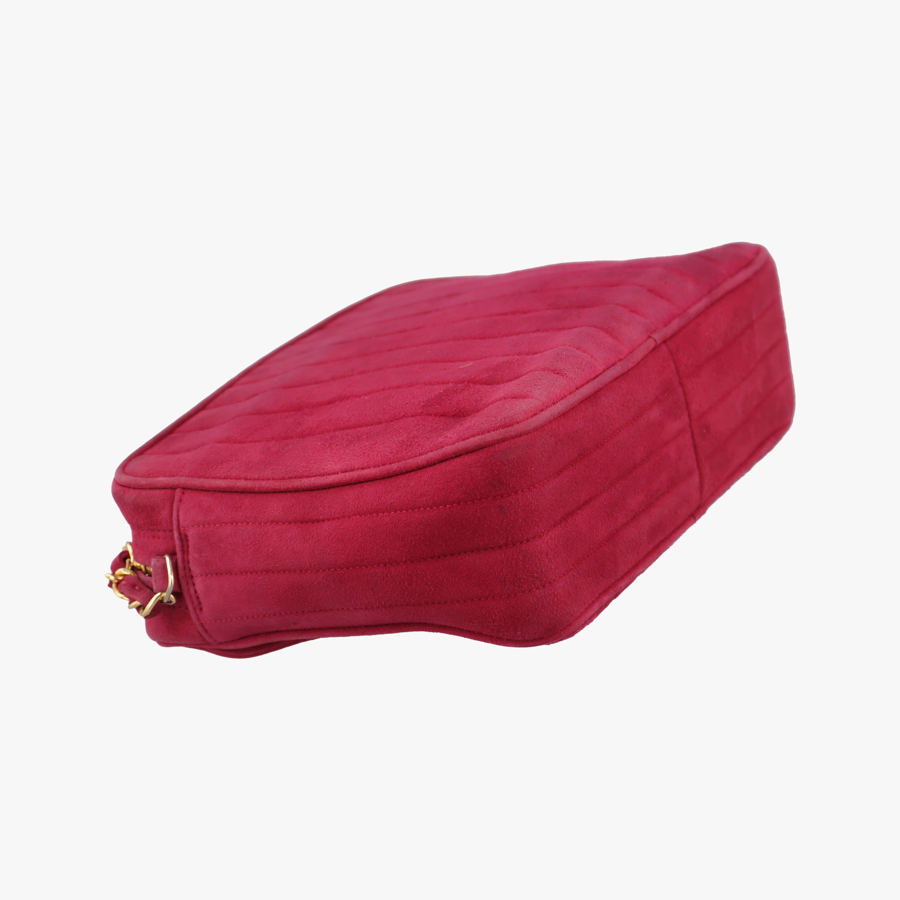 Pre-owned Chanel Vintage Front Pocket Camera Red suede  shoulderbag | stylenewstar