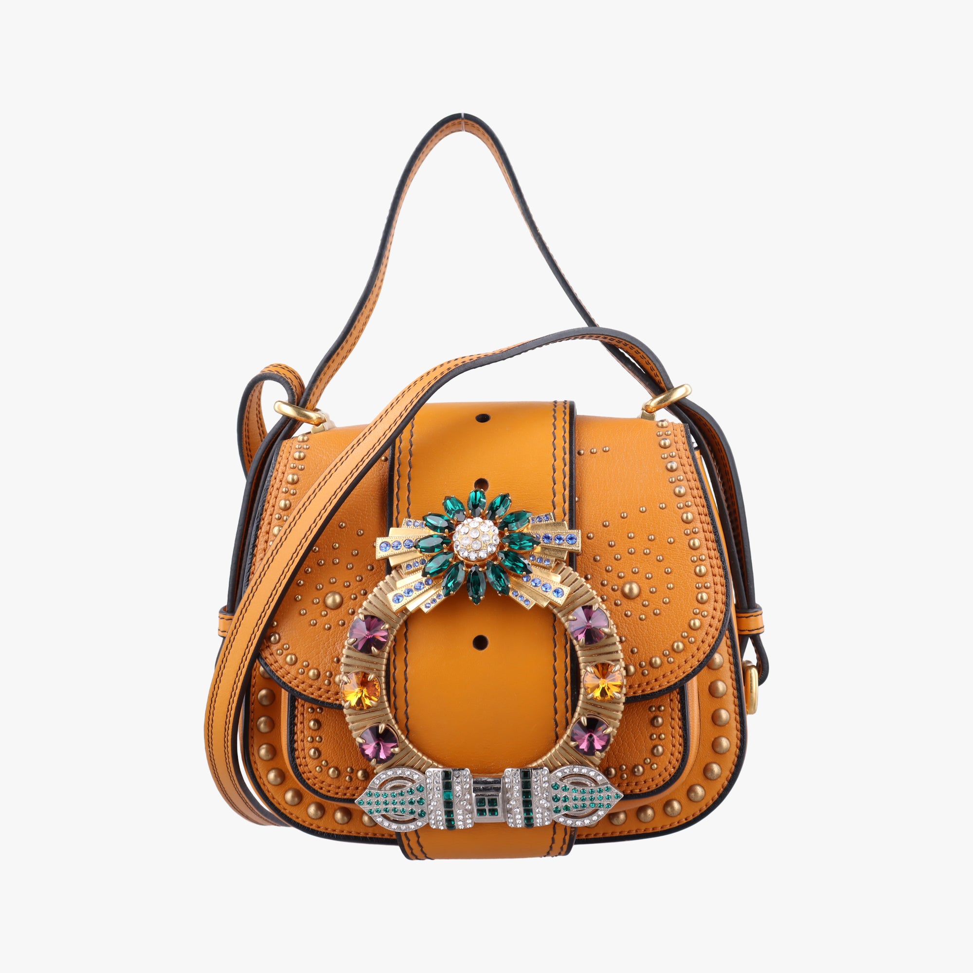 Pre-owned Miu Miu Miu Lady Yellow×multicolor Leather  shoulderbag | stylenewstar