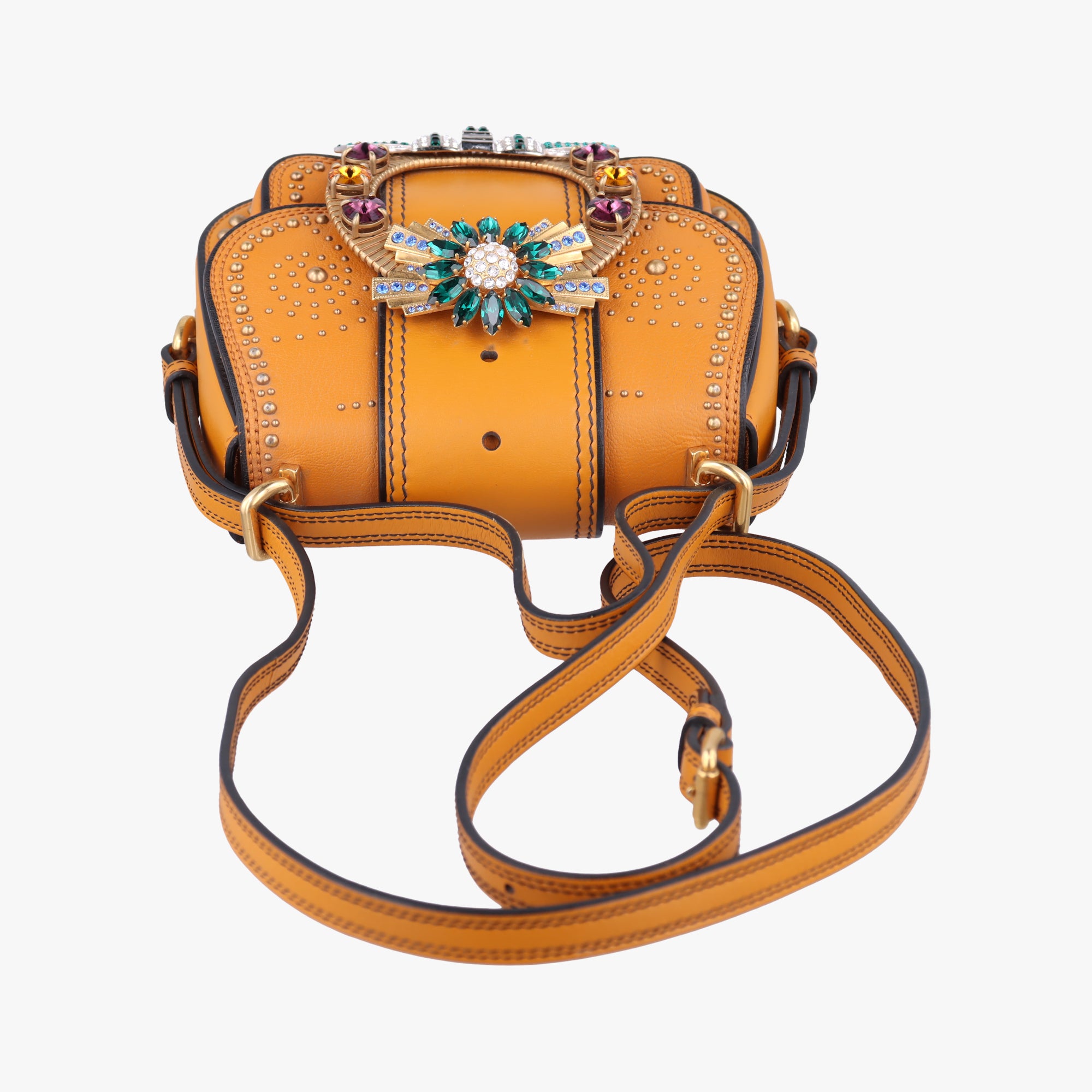 Pre-owned Miu Miu Miu Lady Yellow×multicolor Leather  shoulderbag | stylenewstar