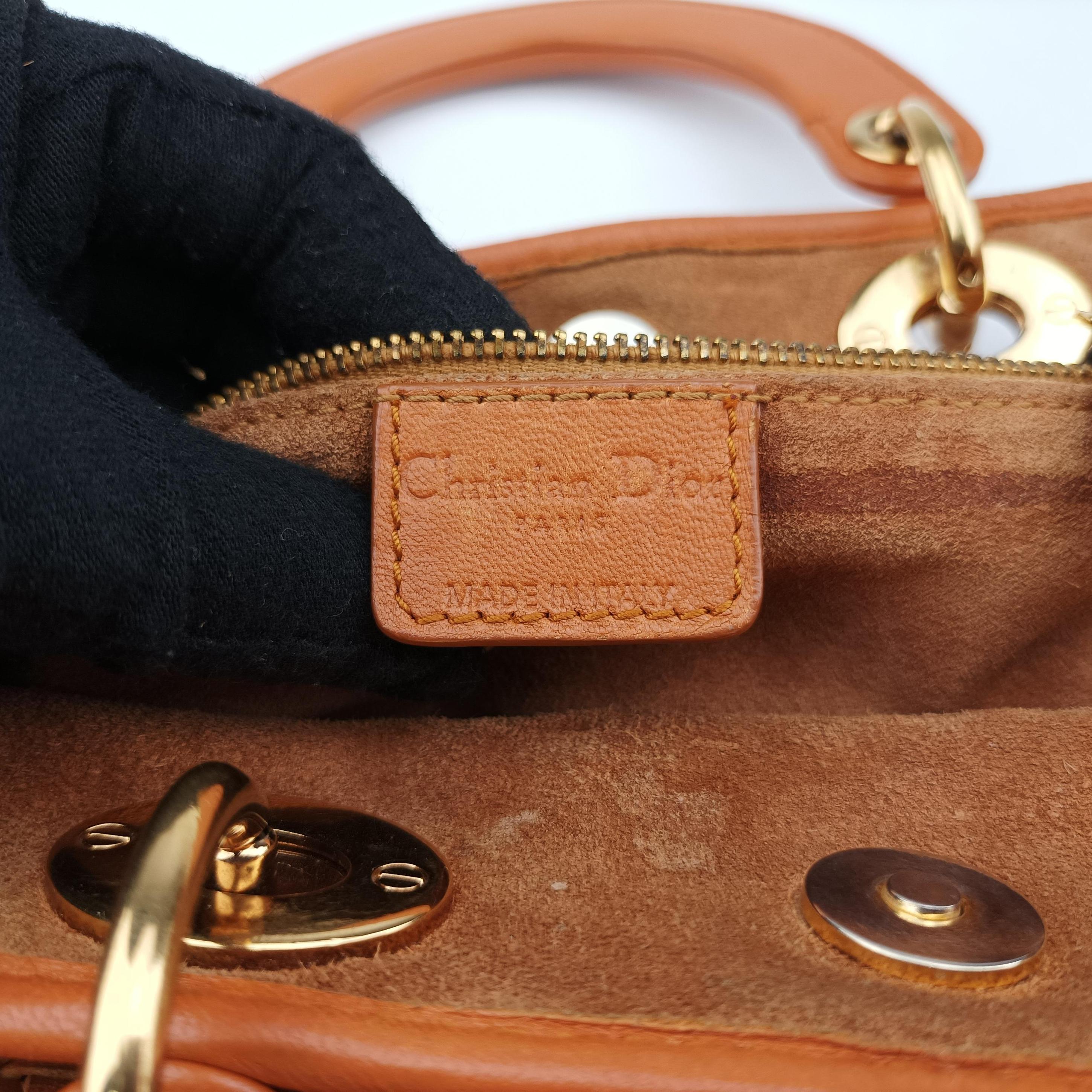 Pre-owned Christian Dior Soft Lady Dior orange lambskin  handbag | stylenewstar