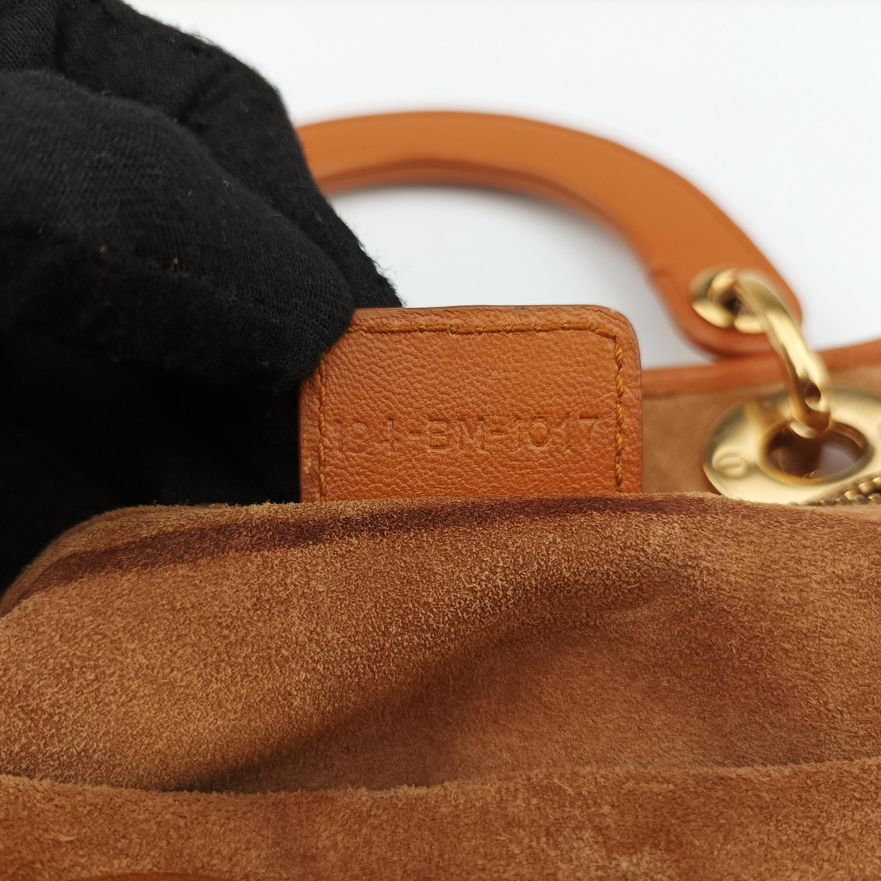 Pre-owned Christian Dior Soft Lady Dior orange lambskin  handbag | stylenewstar