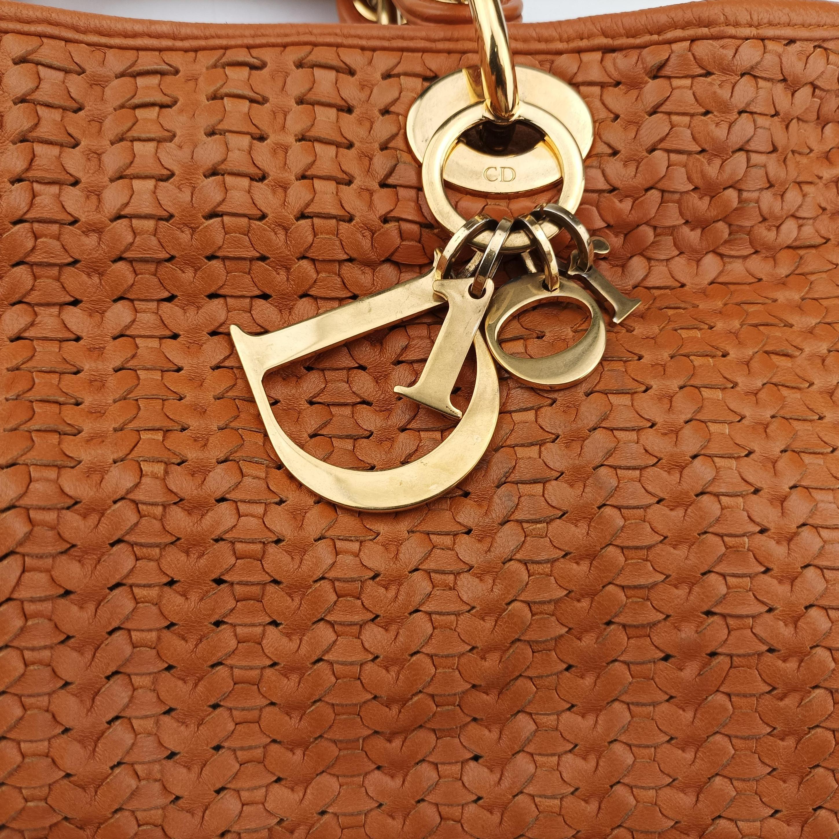 Pre-owned Christian Dior Soft Lady Dior orange lambskin  handbag | stylenewstar