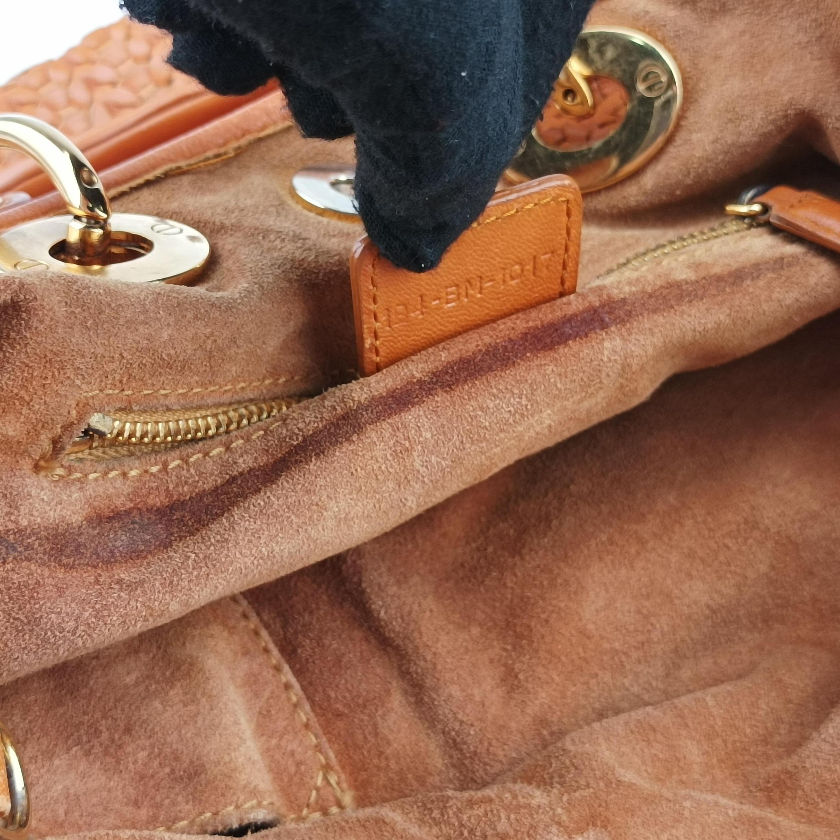 Pre-owned Christian Dior Soft Lady Dior orange lambskin  handbag | stylenewstar