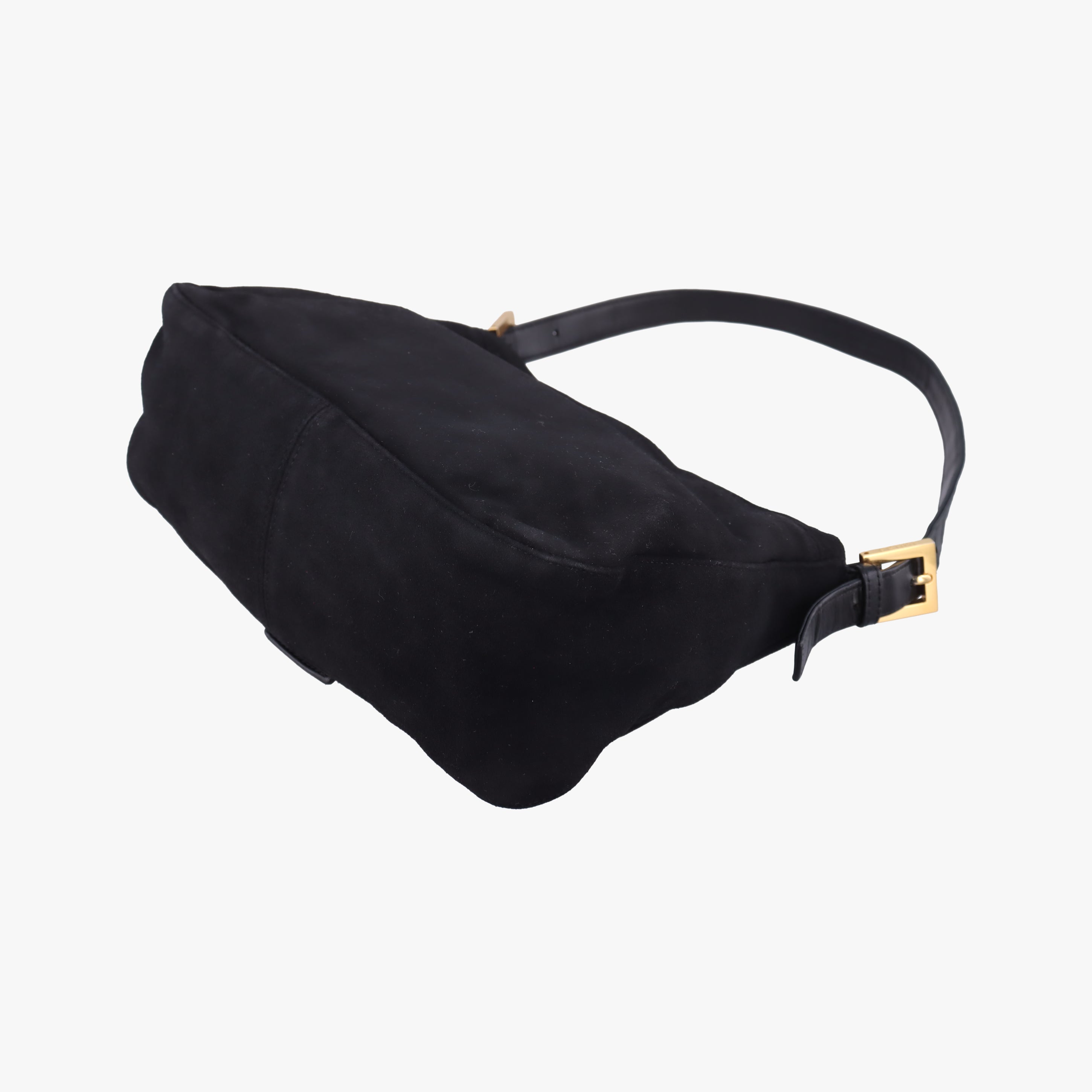 Pre-owned Fendi Mamma Baguette Black suede  shoulderbag | stylenewstar
