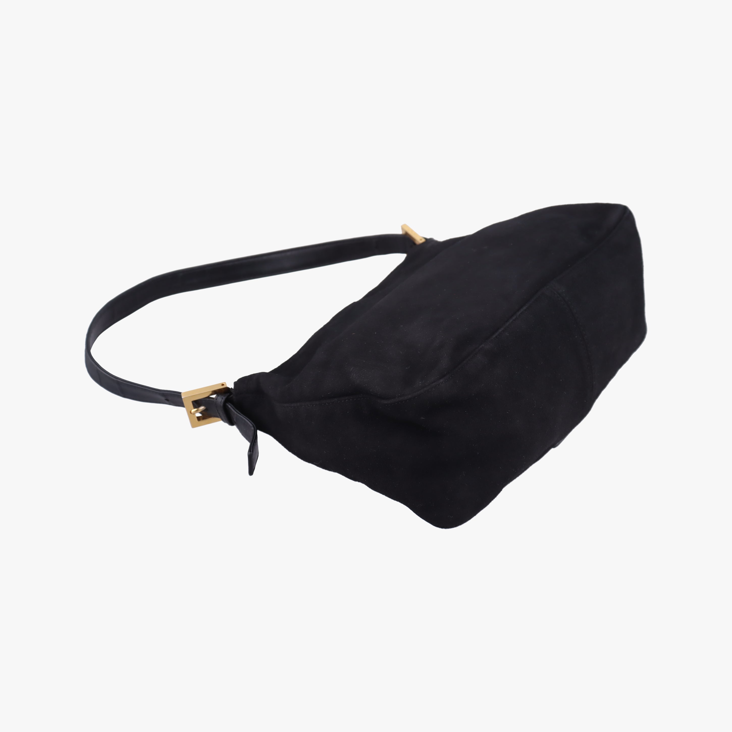 Pre-owned Fendi Mamma Baguette Black suede  shoulderbag | stylenewstar