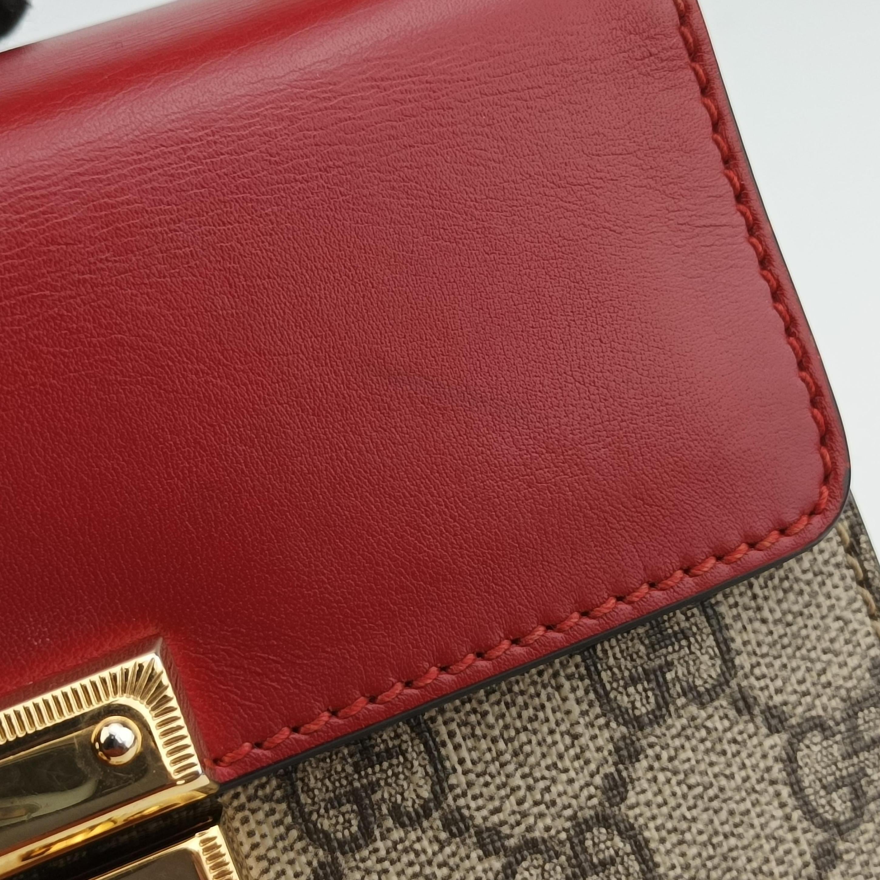 Pre-owned Gucci Padlock beige×red×pink PVC coated canvas×Leather 409487 shoulderbag | stylenewstar