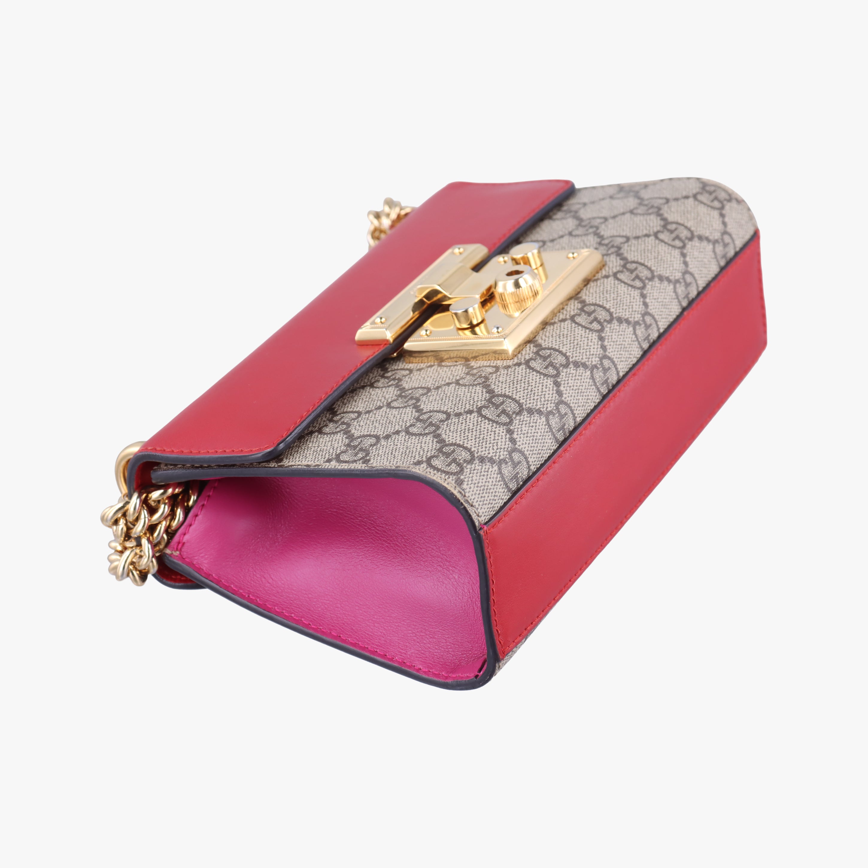 Pre-owned Gucci Padlock beige×red×pink PVC coated canvas×Leather 409487 shoulderbag | stylenewstar