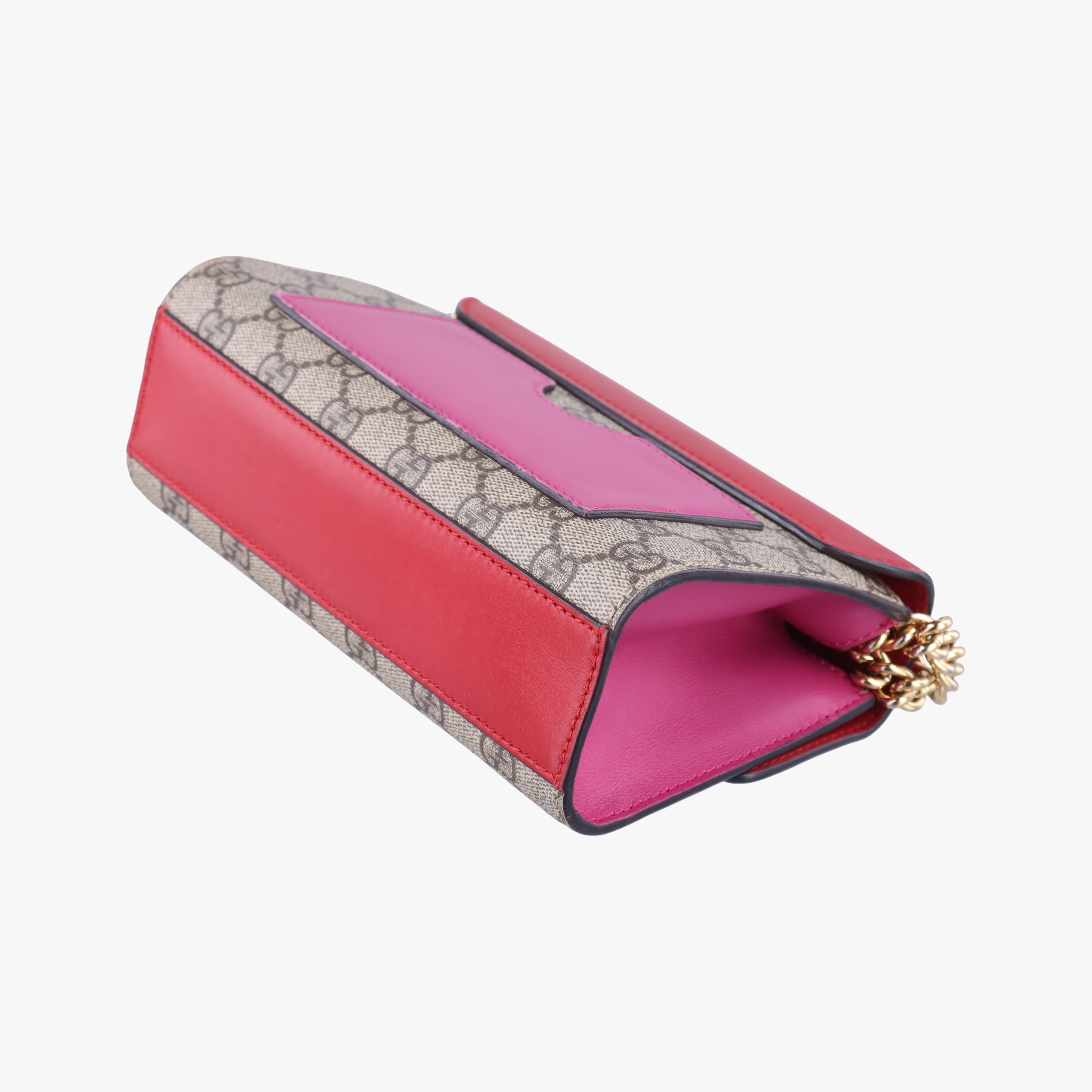 Pre-owned Gucci Padlock beige×red×pink PVC coated canvas×Leather 409487 shoulderbag | stylenewstar