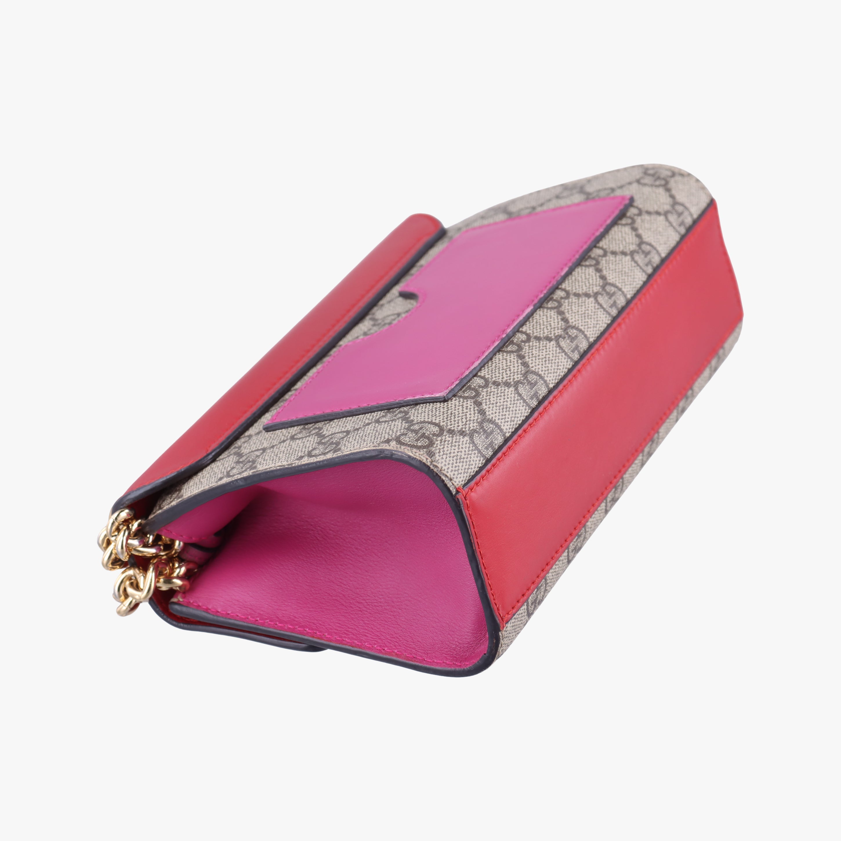 Pre-owned Gucci Padlock beige×red×pink PVC coated canvas×Leather 409487 shoulderbag | stylenewstar