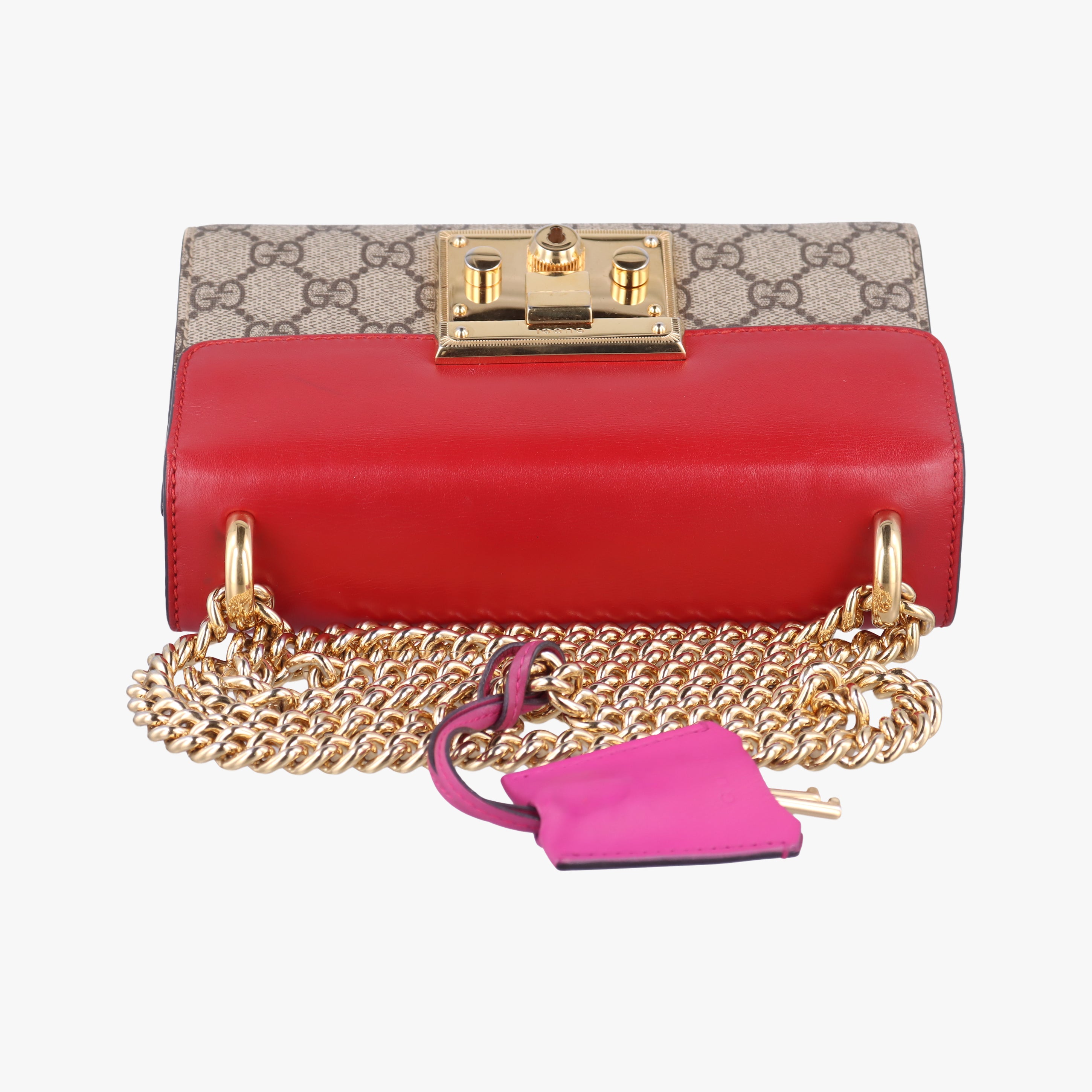 Pre-owned Gucci Padlock beige×red×pink PVC coated canvas×Leather 409487 shoulderbag | stylenewstar