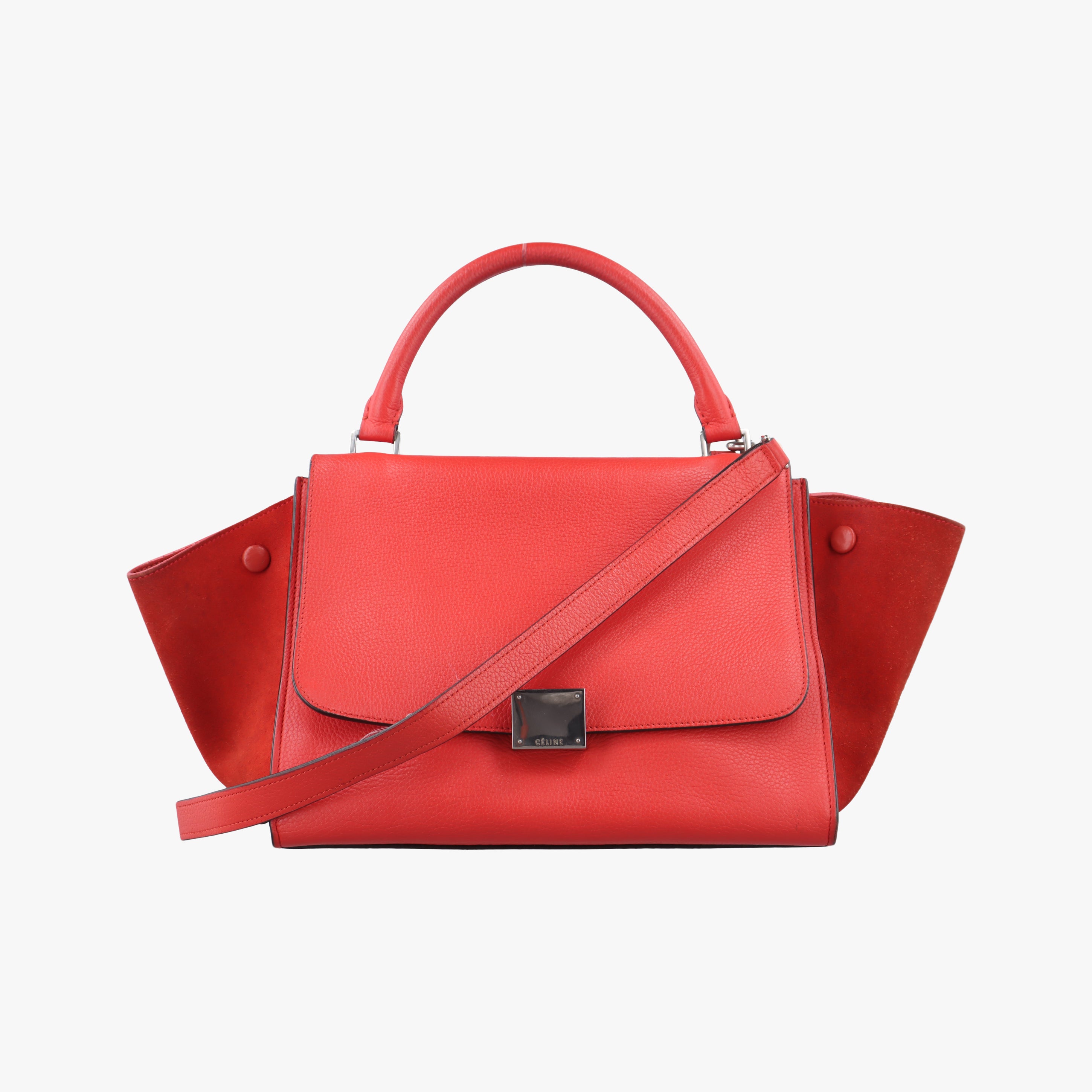 Pre-owned Celine Trapeze Small Orange Suede×leather  shoulderbag | stylenewstar