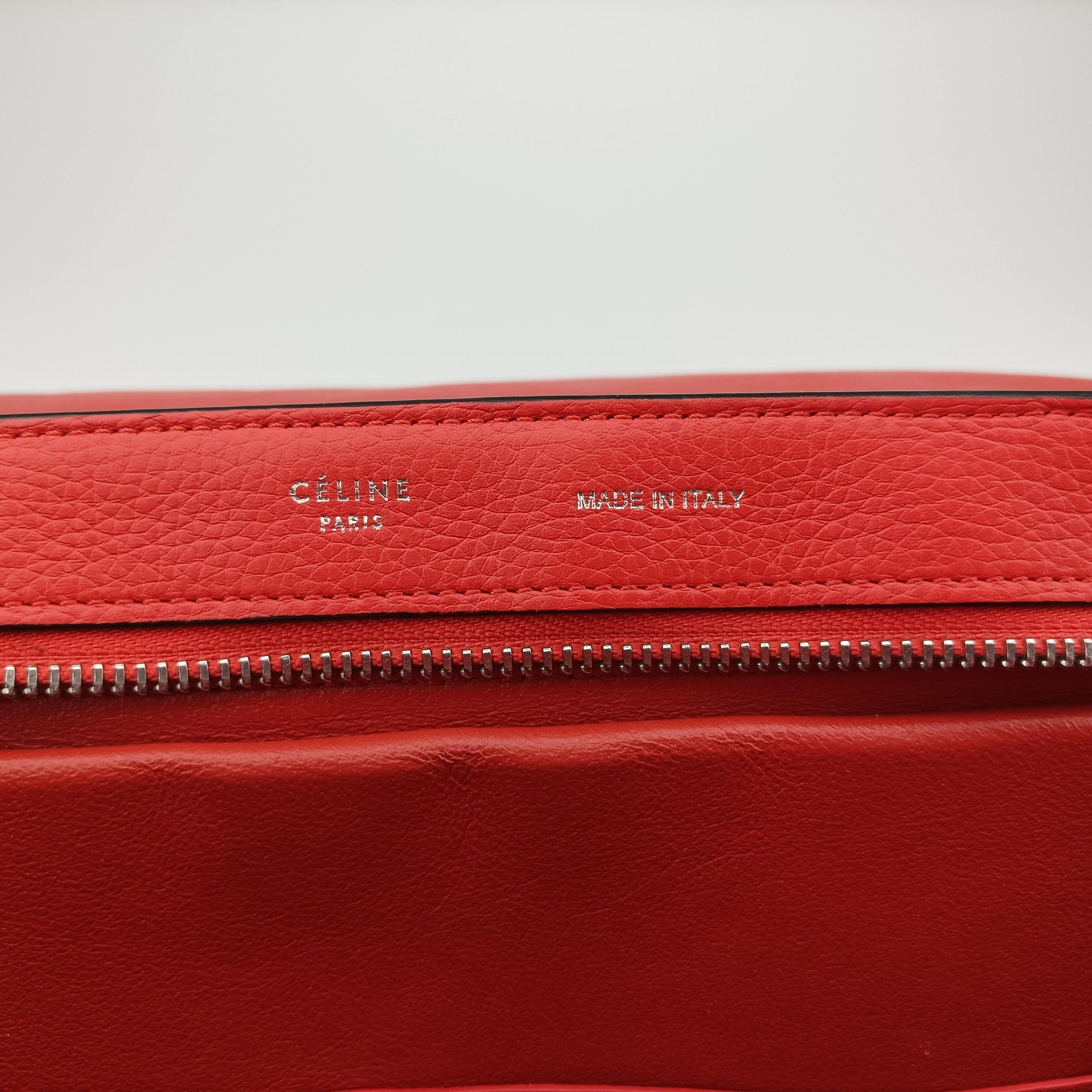 Pre-owned Celine Trapeze Small Orange Suede×leather  shoulderbag | stylenewstar