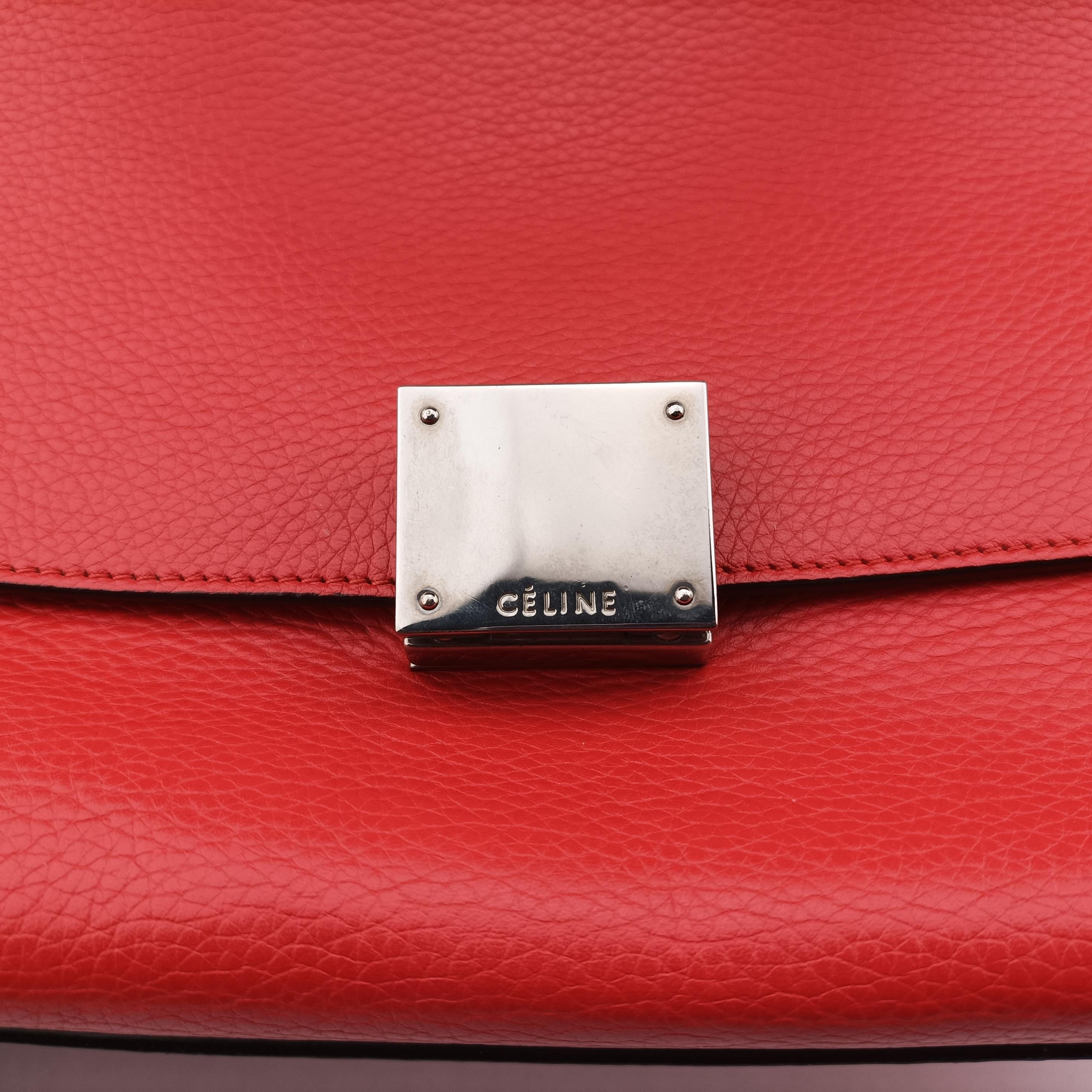 Pre-owned Celine Trapeze Small Orange Suede×leather  shoulderbag | stylenewstar