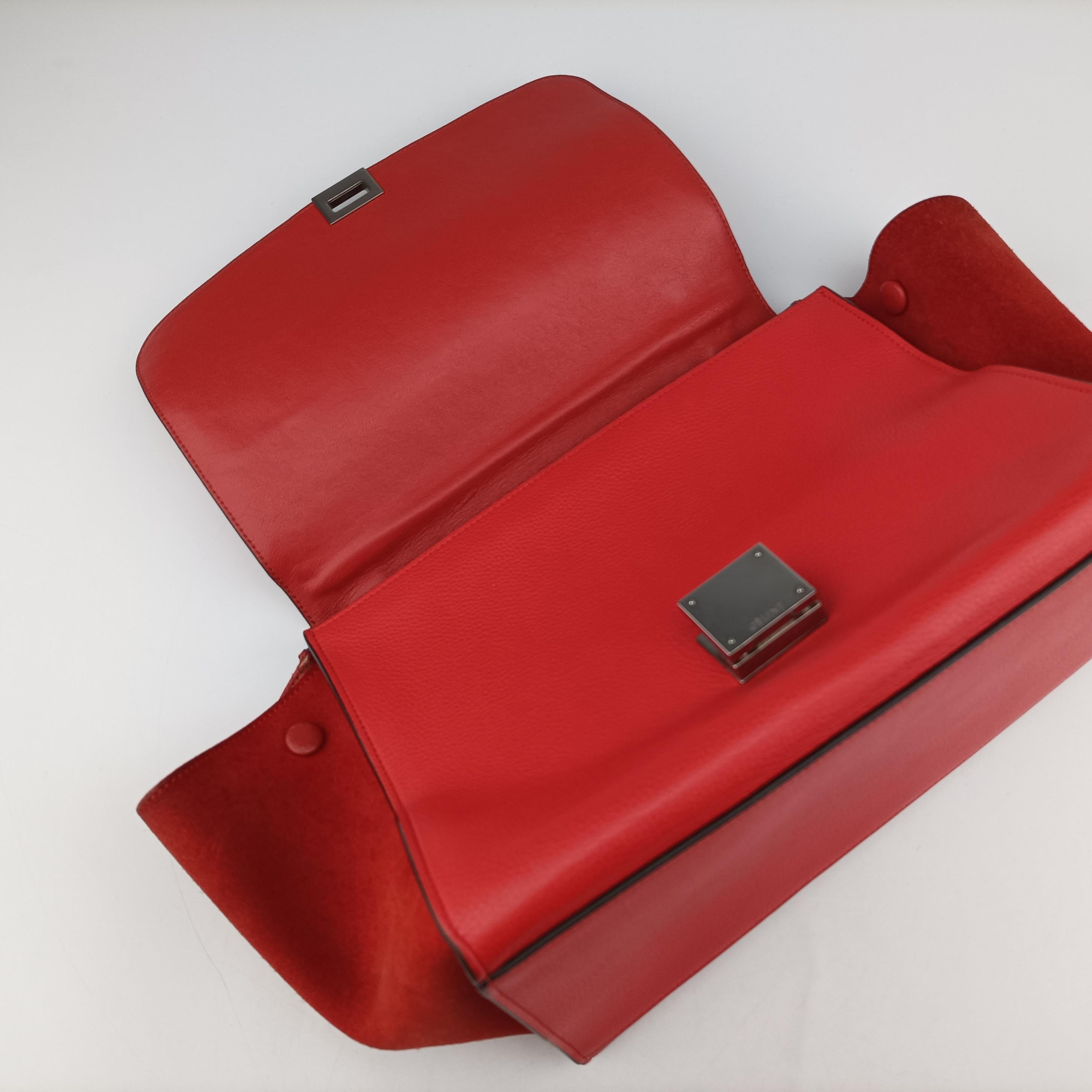 Pre-owned Celine Trapeze Small Orange Suede×leather  shoulderbag | stylenewstar
