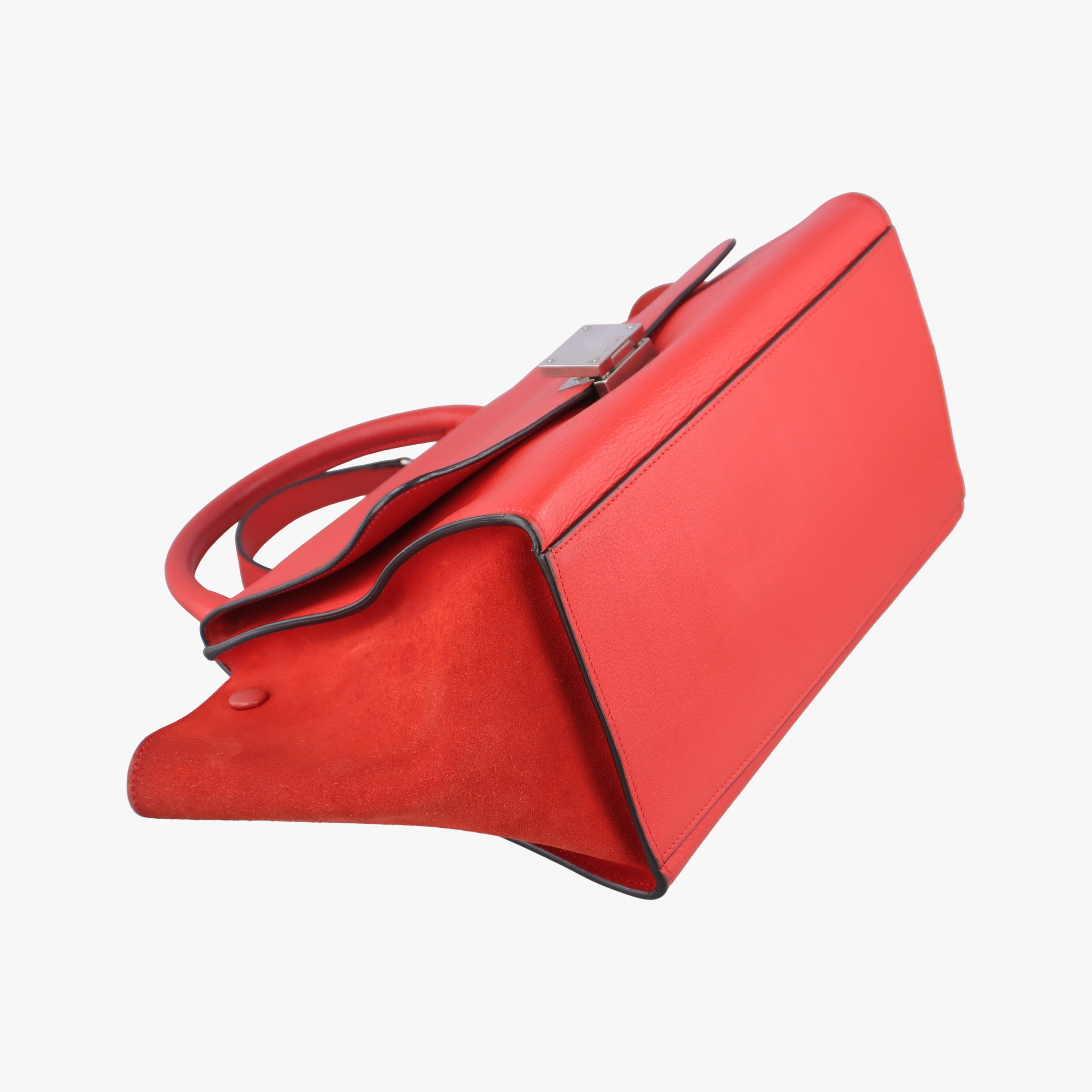 Pre-owned Celine Trapeze Small Orange Suede×leather  shoulderbag | stylenewstar