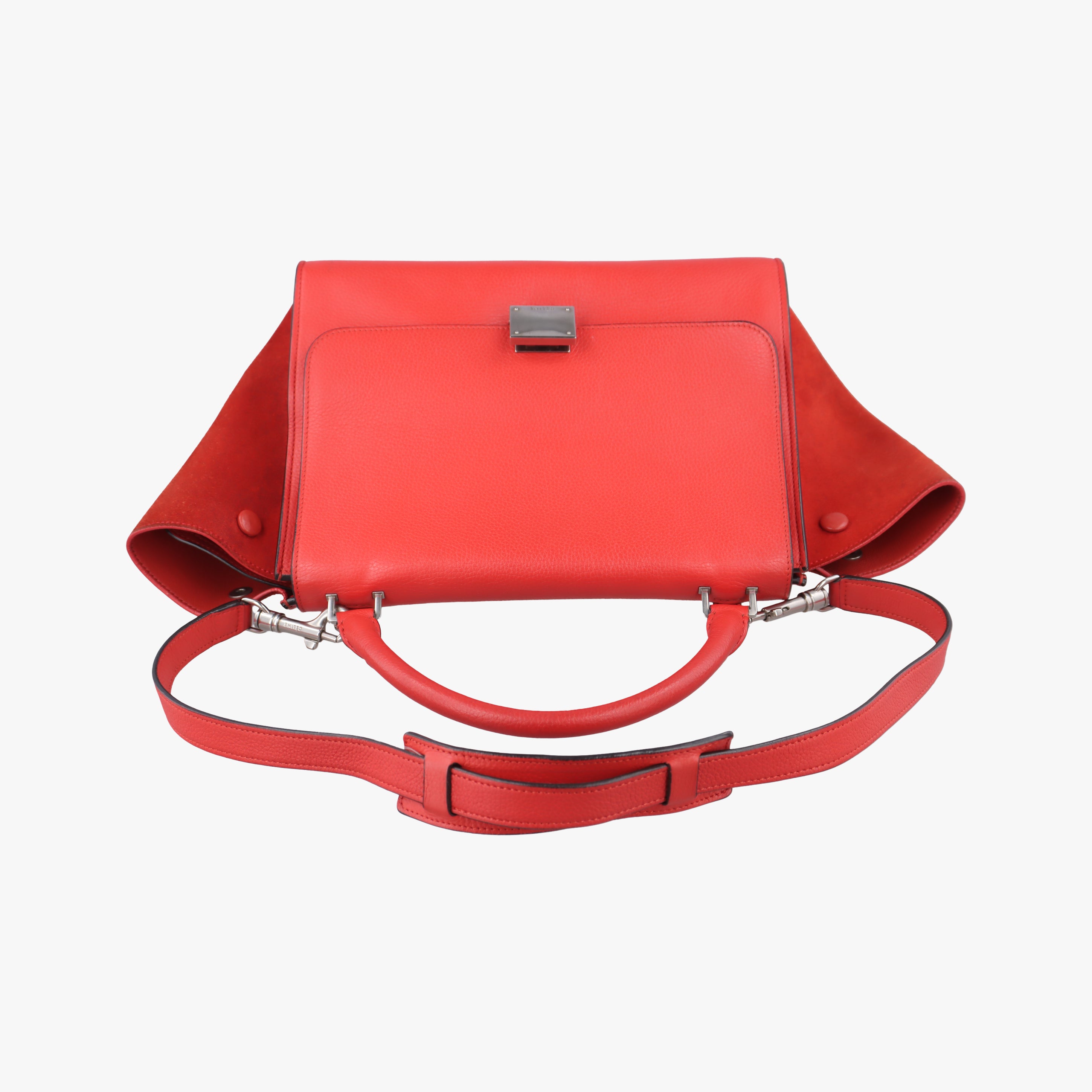 Pre-owned Celine Trapeze Small Orange Suede×leather  shoulderbag | stylenewstar