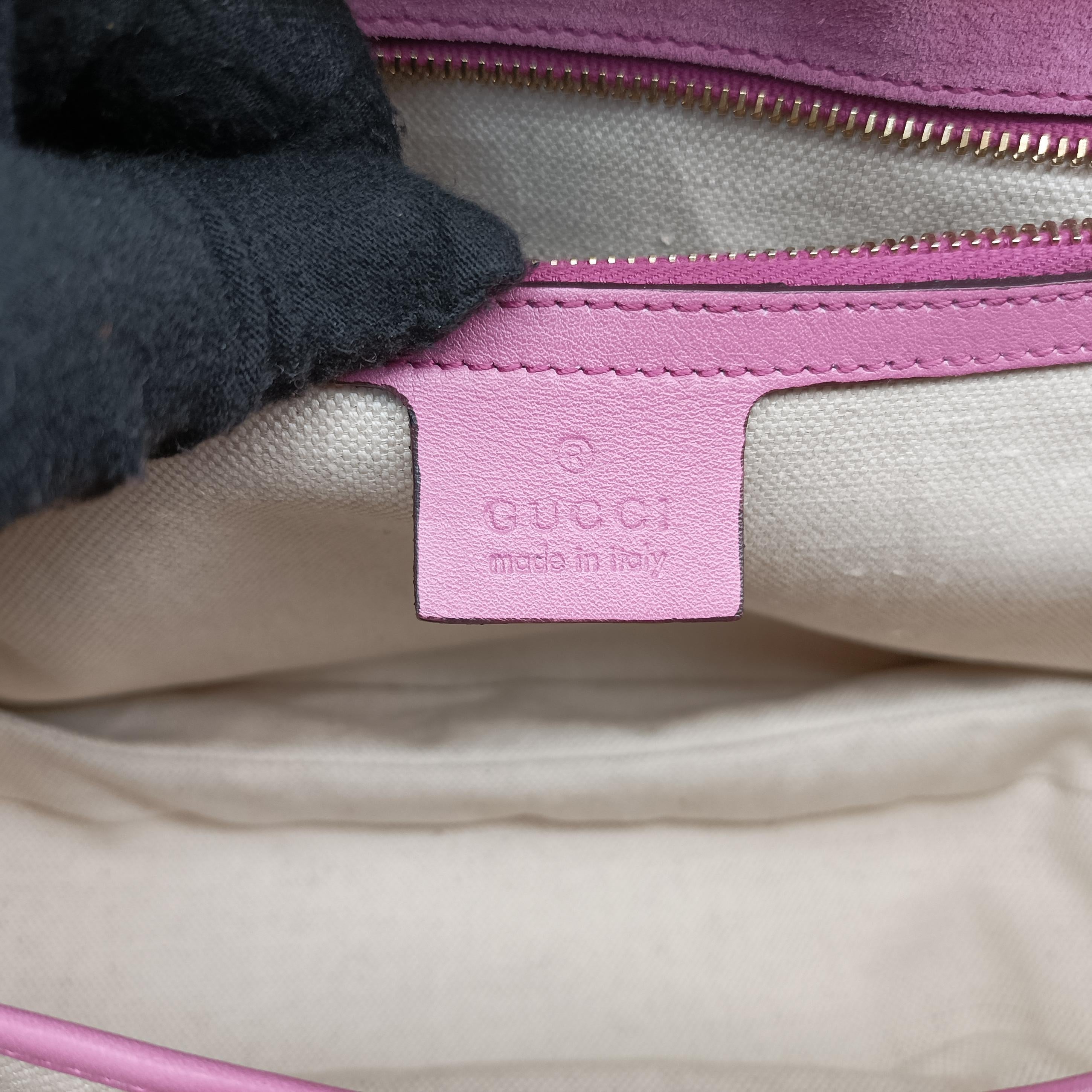 Pre-owned Gucci New Bamboo Pink Patent 254884 shoulderbag | stylenewstar